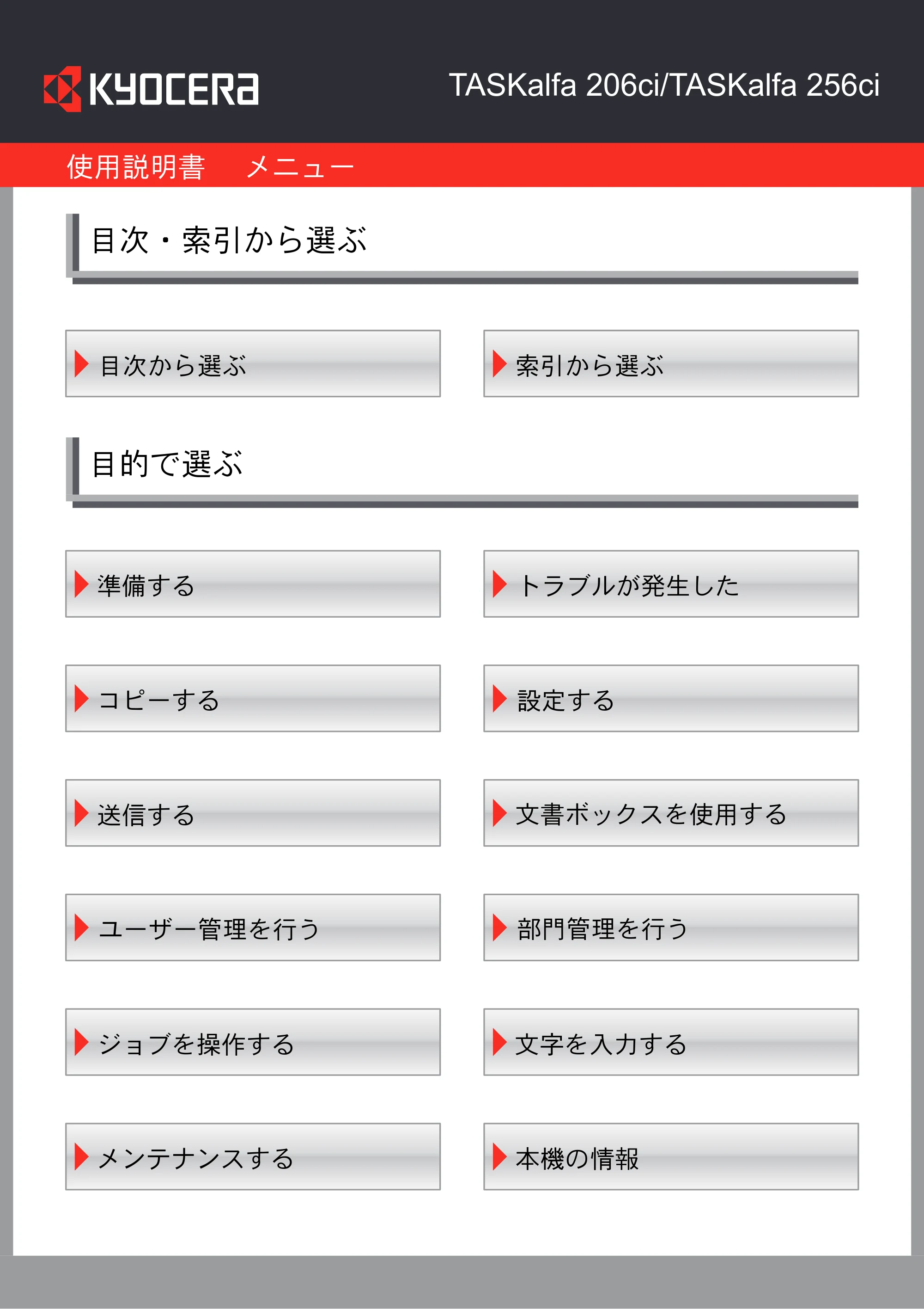 京セラ TASKalfa 206ci / TASKalfa 256ci TASKalfa 206ci TASKalfa 256ci 使用説明書 — 原本ページ — 2ページ