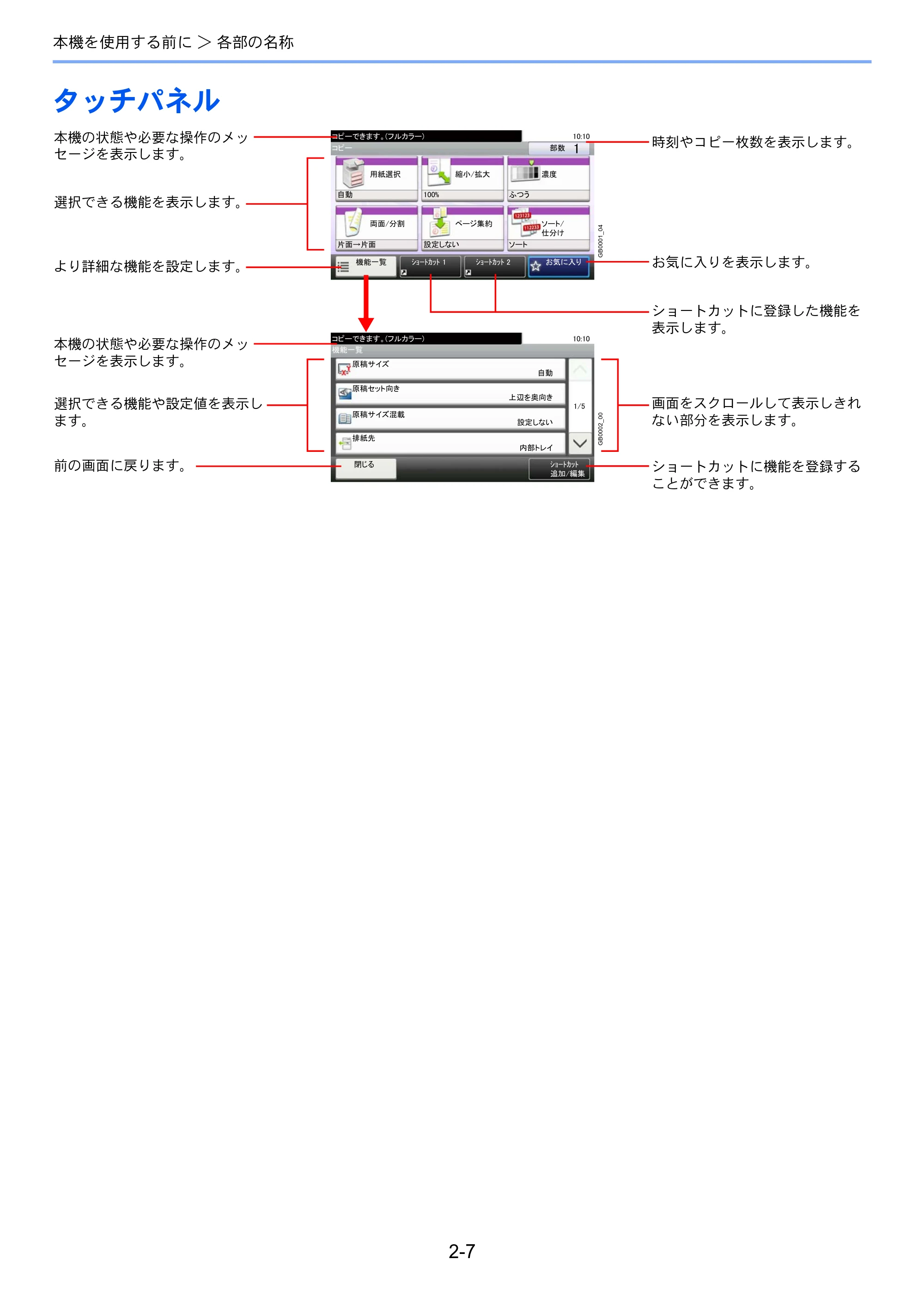 京セラ TASKalfa 206ci / TASKalfa 256ci TASKalfa 206ci TASKalfa 256ci 使用説明書 — タッチパネル — 原本ページ — 51ページ