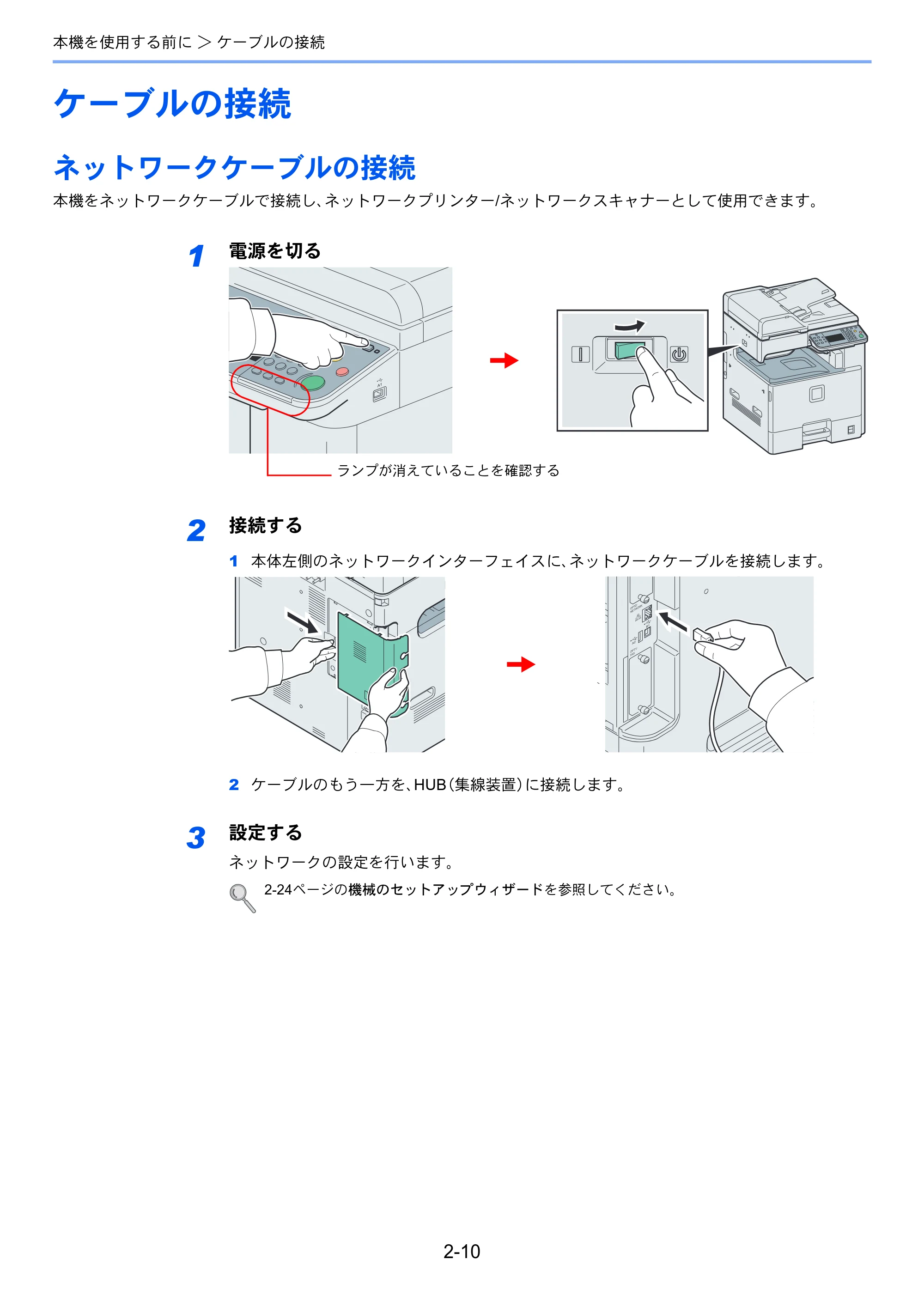 京セラ TASKalfa 206ci / TASKalfa 256ci TASKalfa 206ci TASKalfa 256ci 使用説明書 — ケーブルの接続 — 原本ページ — 54ページ