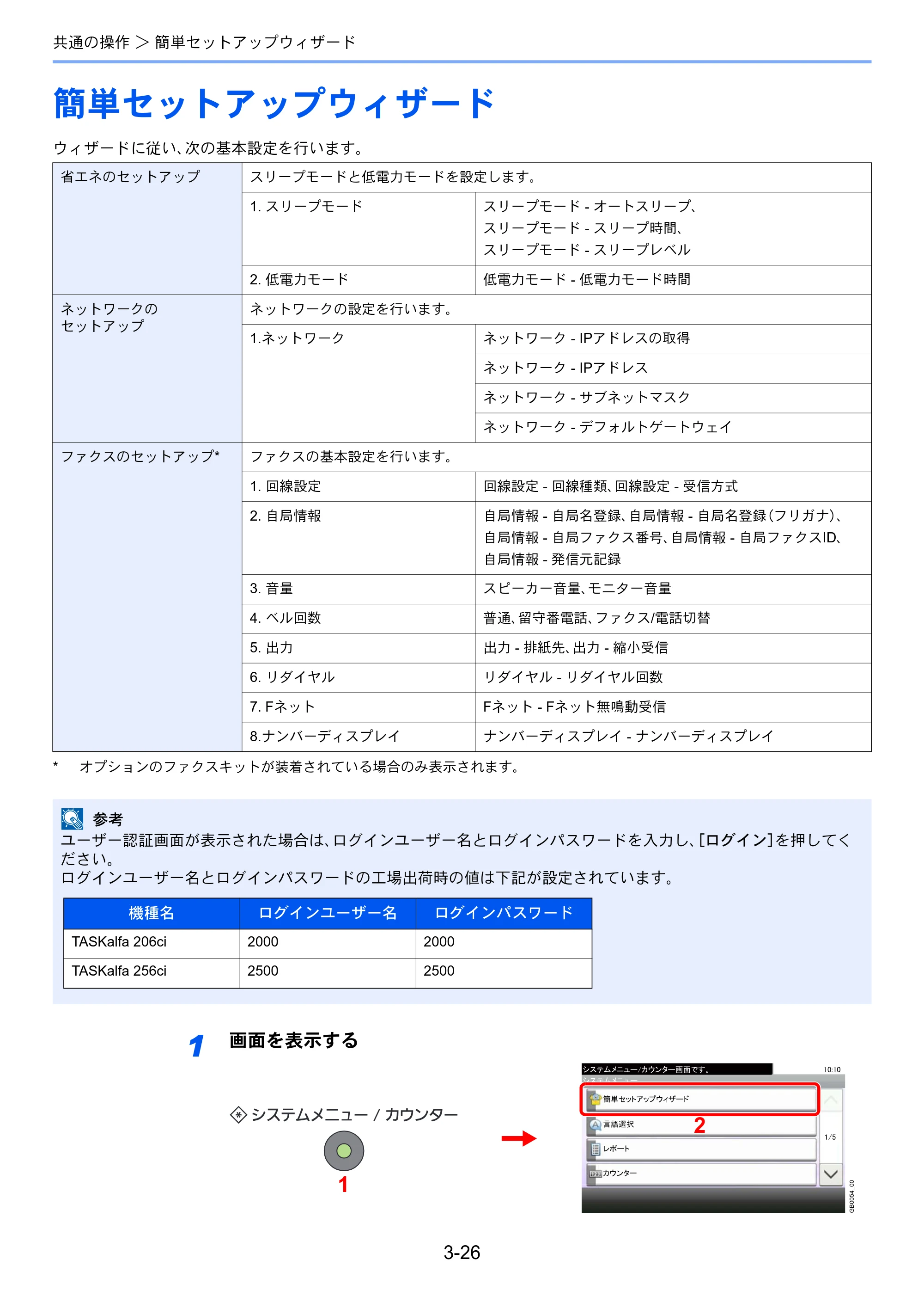 京セラ TASKalfa 206ci / TASKalfa 256ci TASKalfa 206ci TASKalfa 256ci 使用説明書 — 簡単セットアップウィザード — 原本ページ — 98ページ