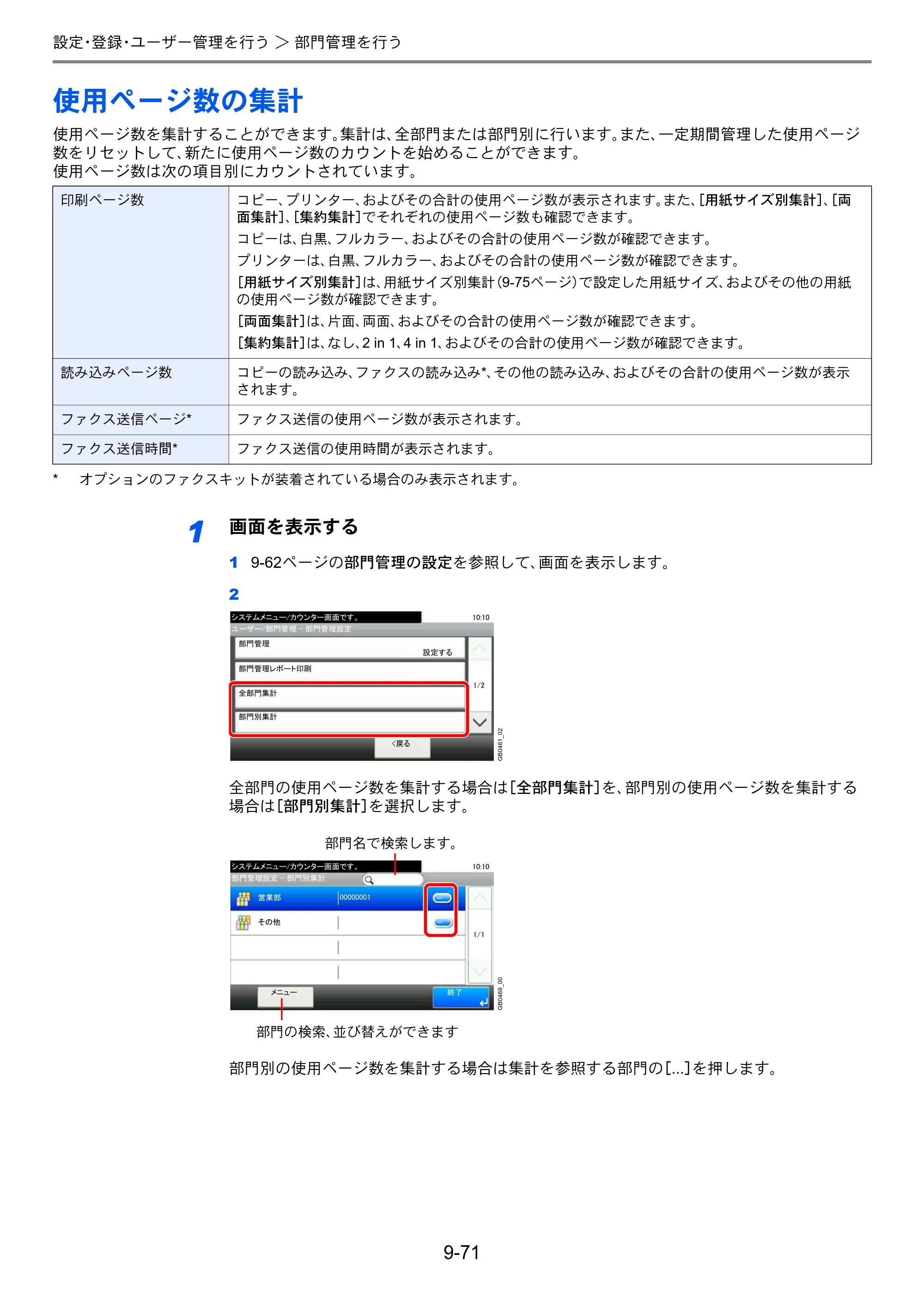 京セラ TASKalfa 206ci / TASKalfa 256ci TASKalfa 206ci TASKalfa 256ci 使用説明書 — 使用ページ数の集計 — 原本ページ — 319ページ