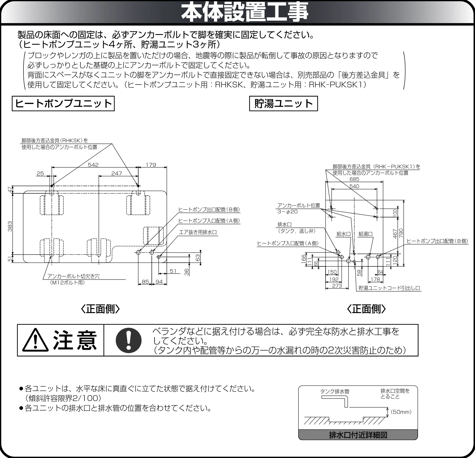 日立 RHK-15XJ 取扱説明書 — 本体設置工事 — 図版 36-1 — 36ページ