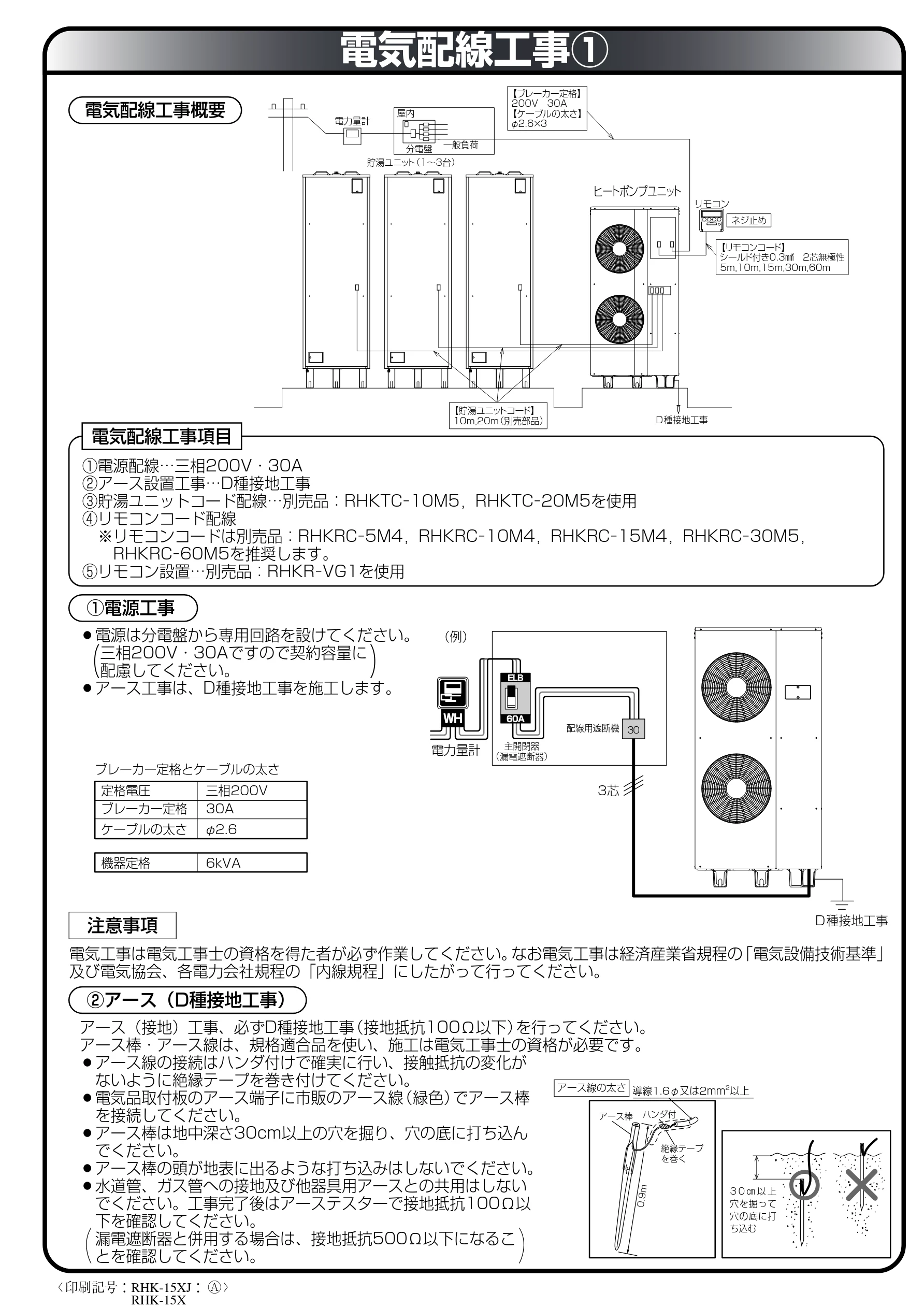 日立 RHK-15XJ 取扱説明書 — 電気配線工事1 — 図版 39-1 — 39ページ