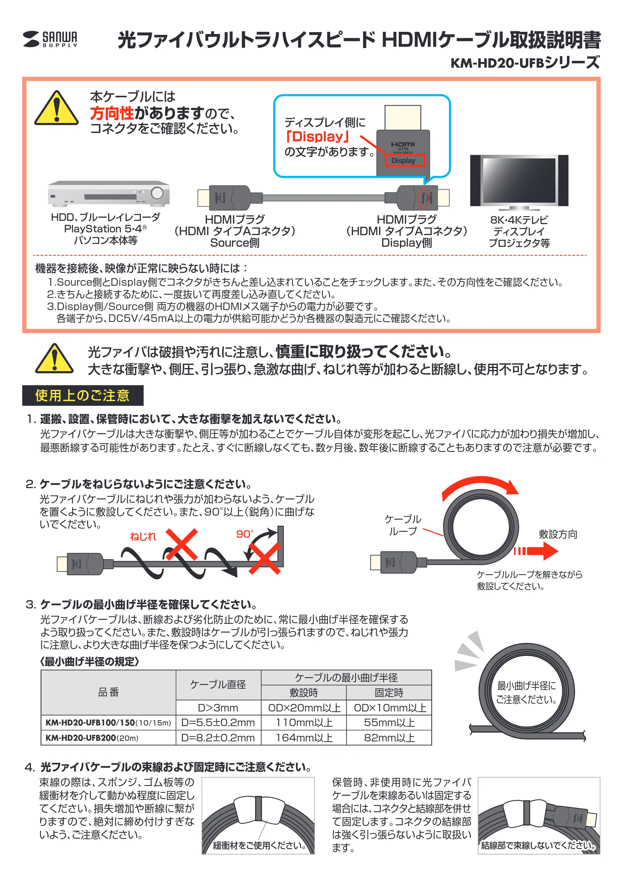 サンワサプライ KM-HD20-UFB150 / KM-HD20-UFB200 / KM-HD20-UFB100 取扱説明書 — 原本ページ — 1ページ