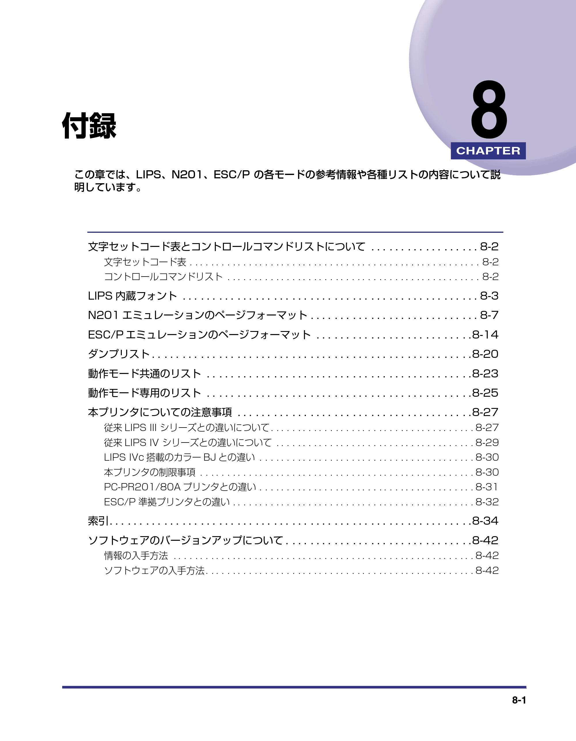 キヤノン LBP-1910 LIPS機能ガイド 2006年5月25日更新 （PDF形式／3.88Mバイト） — 第8章 付録 — 原本ページ — 156ページ