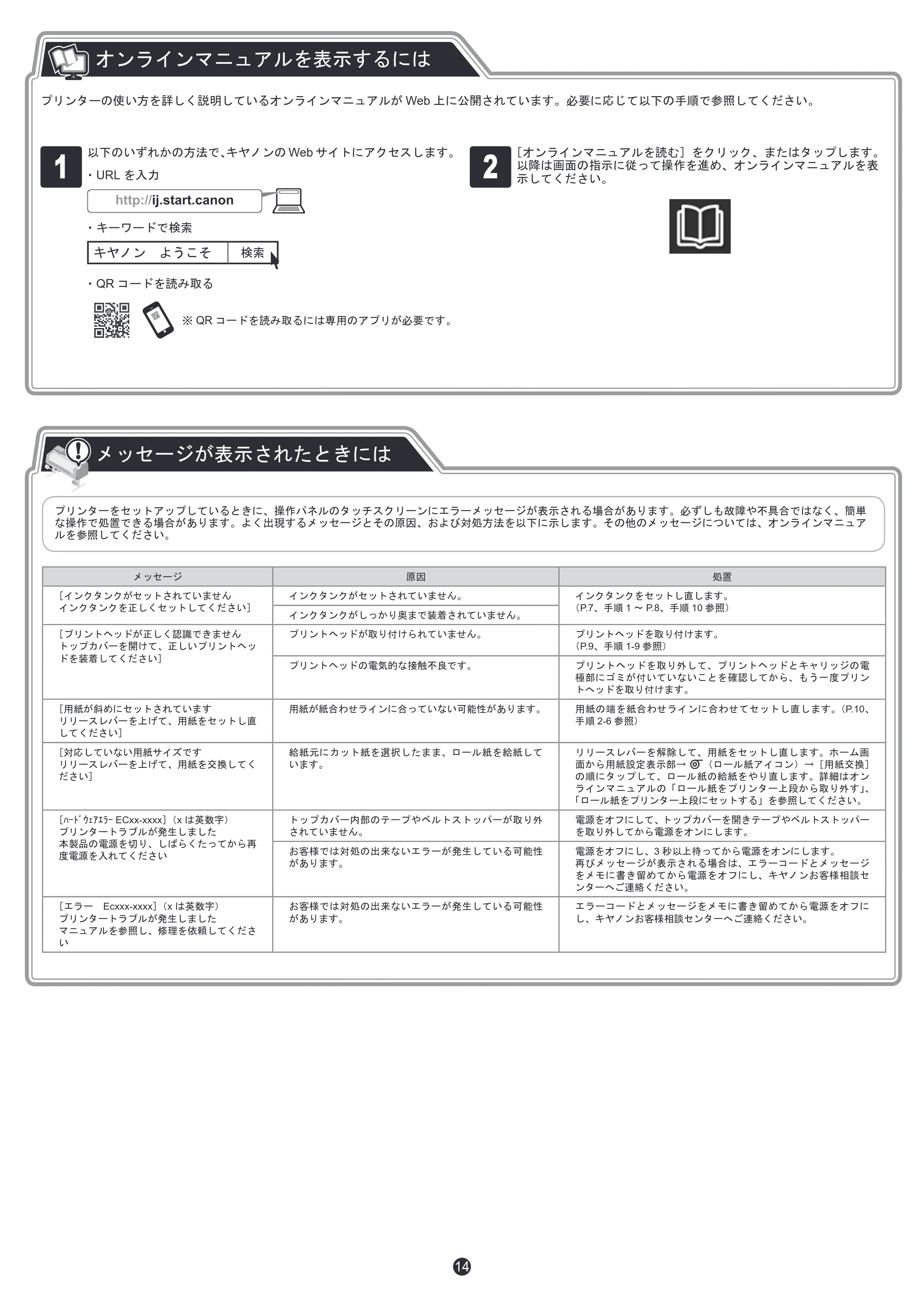 キヤノン TX-2000/TX-3000/TX-4000/TX-2000 MFP/TX-3000 MFP/TX-4000 MFP TX-4000/TX-3000/TX-2000 セットアップガイド 2019年7月18日掲載(PDF:5.09MB) — オンラインマニュアルを表示するには — 原本ページ — 14ページ
