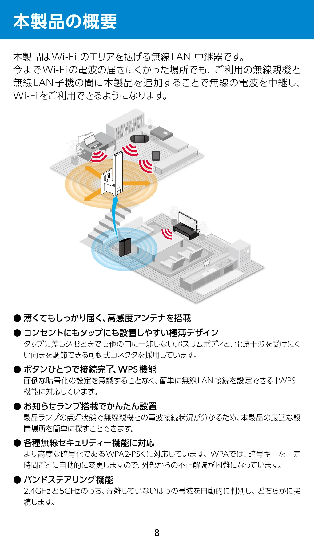エレコム WTC-1167US-B 3.ユーザーズマニュアル — 本製品の概要 — 図版 8-1 — 8ページ