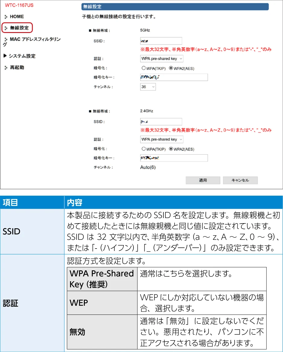 エレコム WTC-1167US-B 3.ユーザーズマニュアル — 無線設定 — 図版 35-1 — 35ページ