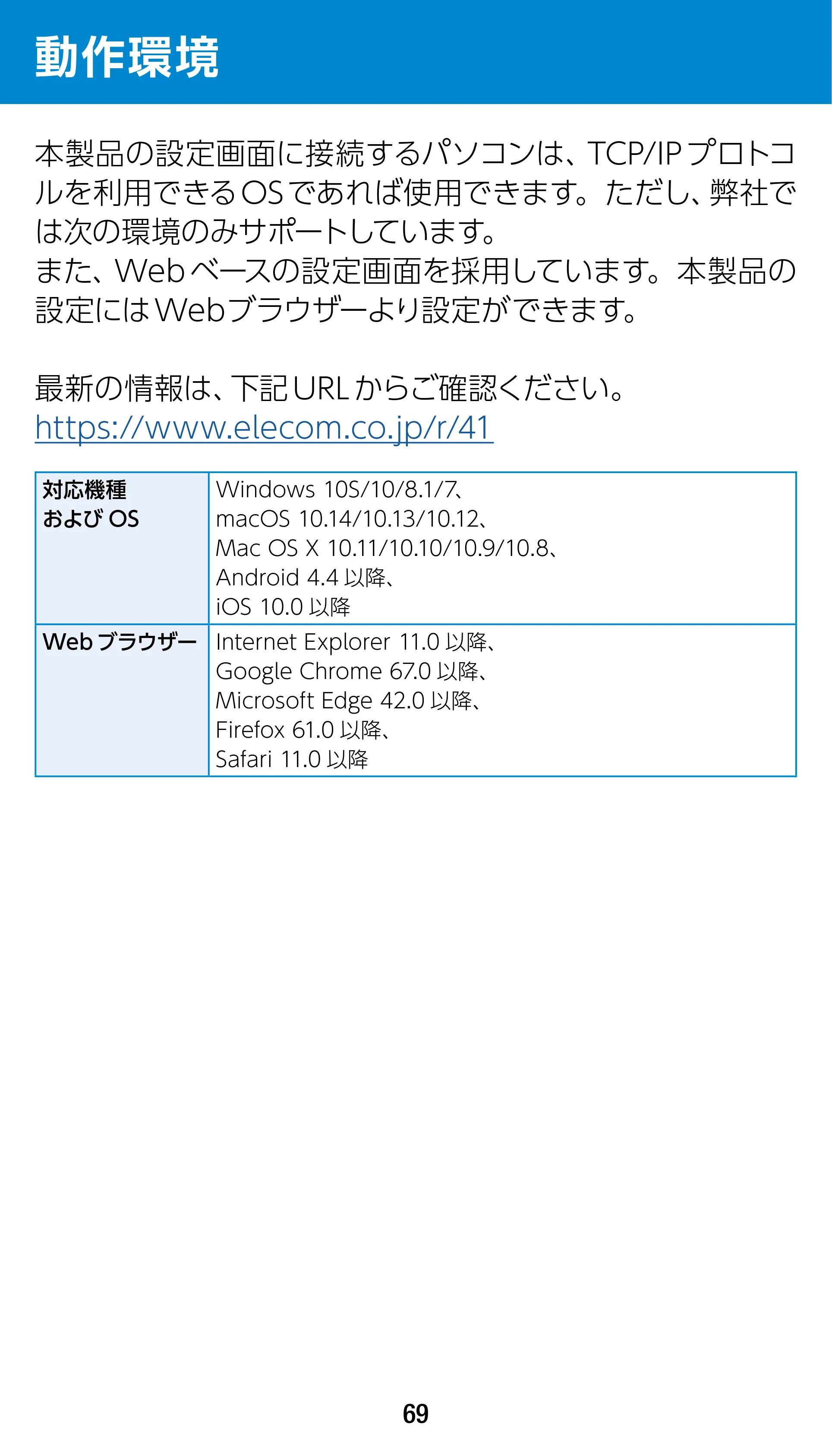 エレコム WTC-1167US-B 3.ユーザーズマニュアル — 動作環境 — 原本ページ — 69ページ