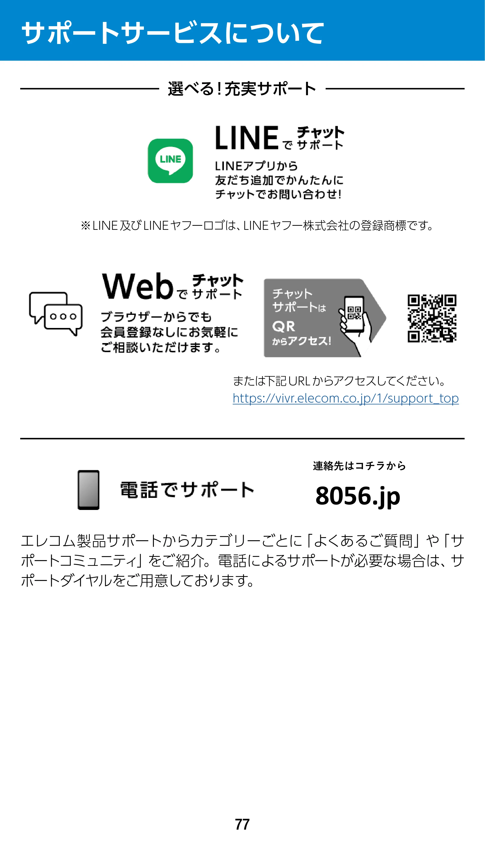 エレコム WTC-1167US-B 3.ユーザーズマニュアル — サポートサービスについて — 原本ページ — 77ページ