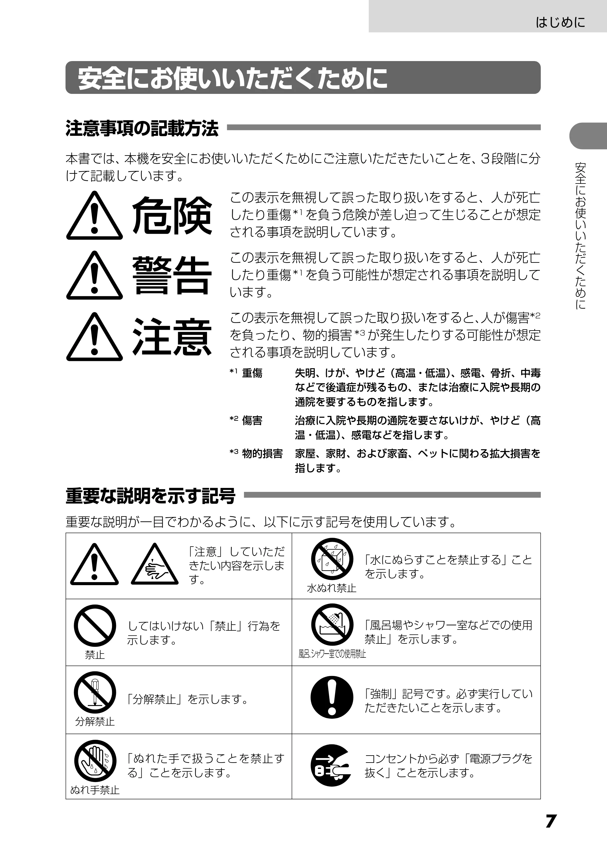 日立 DZ-GX5300 取扱説明書 — 安全にお使いいただくために — 原本ページ — 7ページ