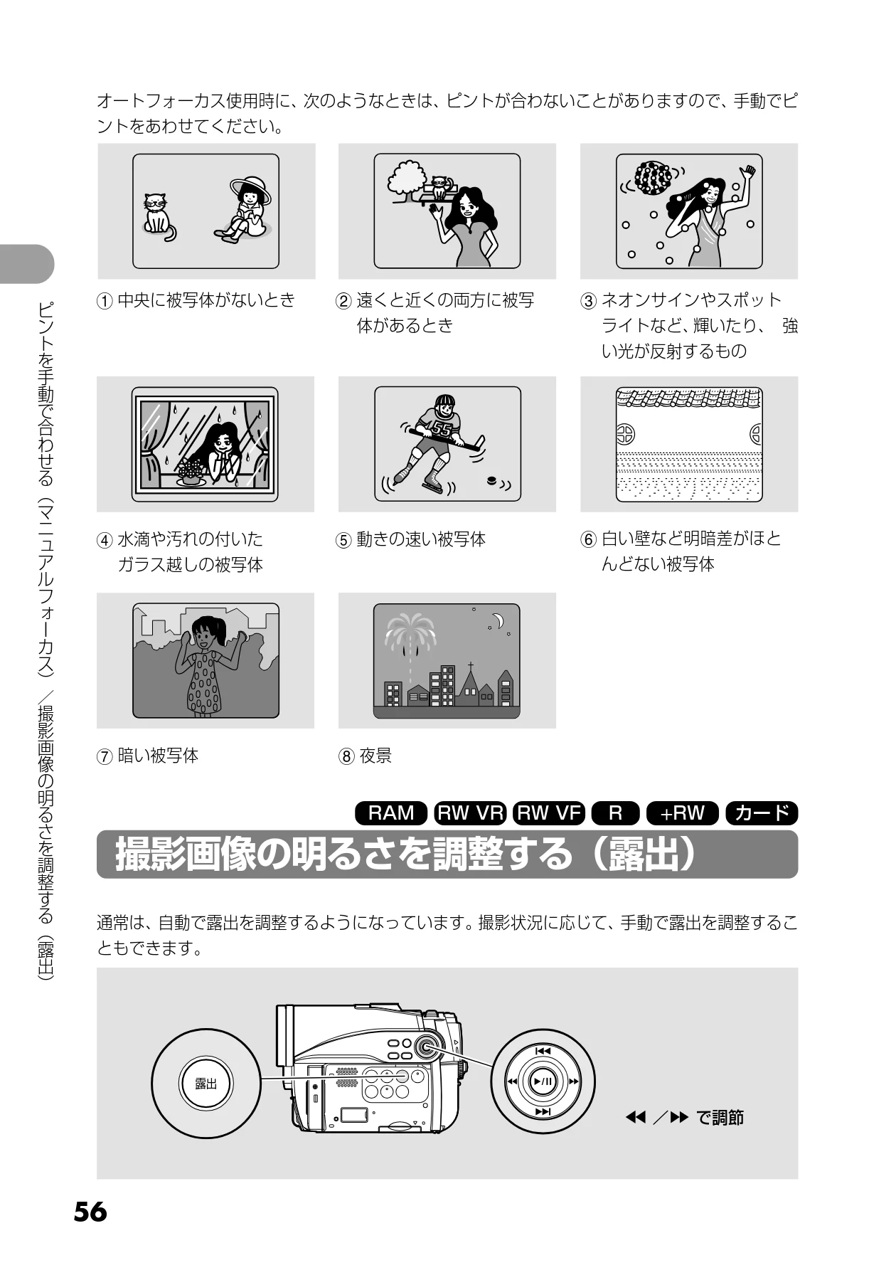 日立 DZ-GX5300 取扱説明書 — 撮影画像の明るさを調整する(露出) — 図版 56-1 — 56ページ