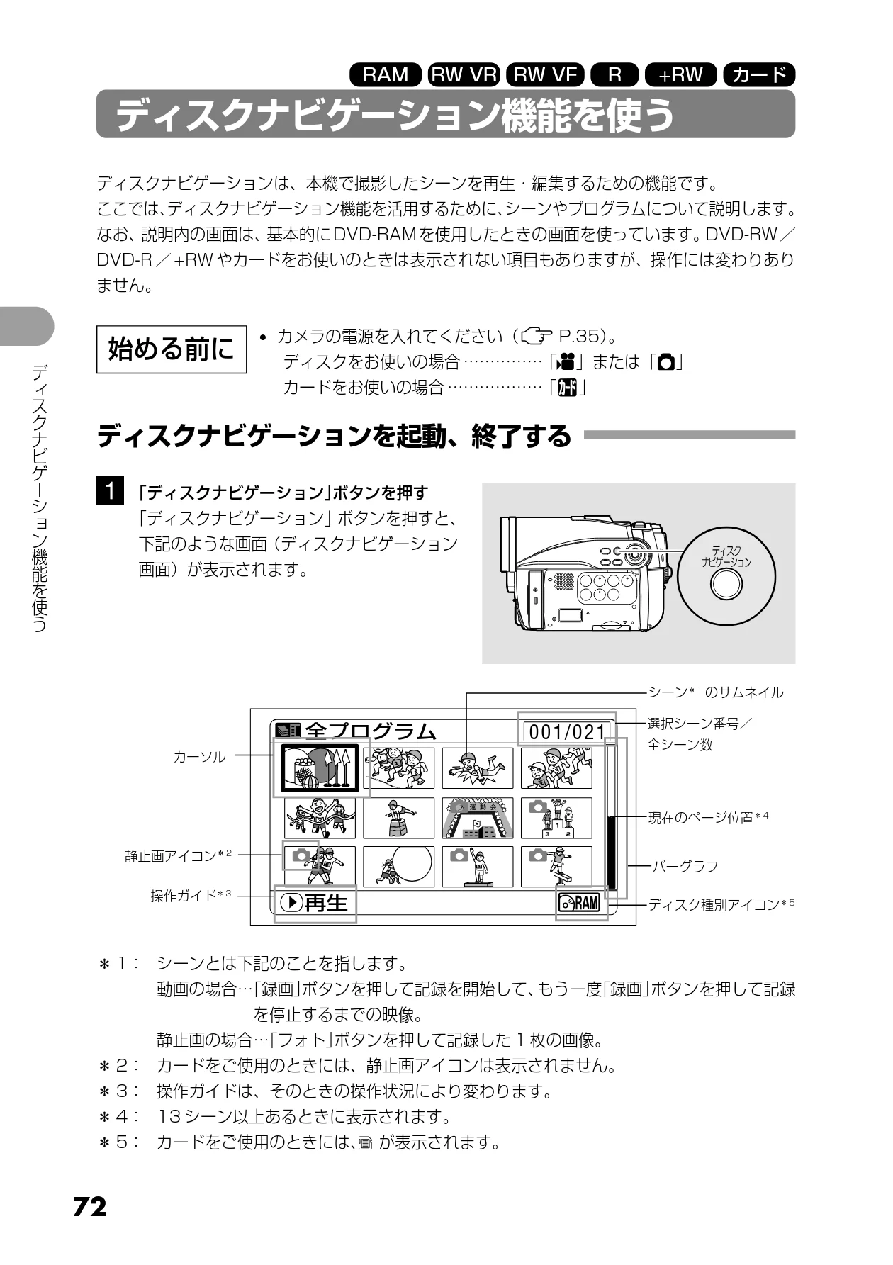 日立 DZ-GX5300 取扱説明書 — ディスクナビゲーション機能 — 図版 72-1 — 72ページ