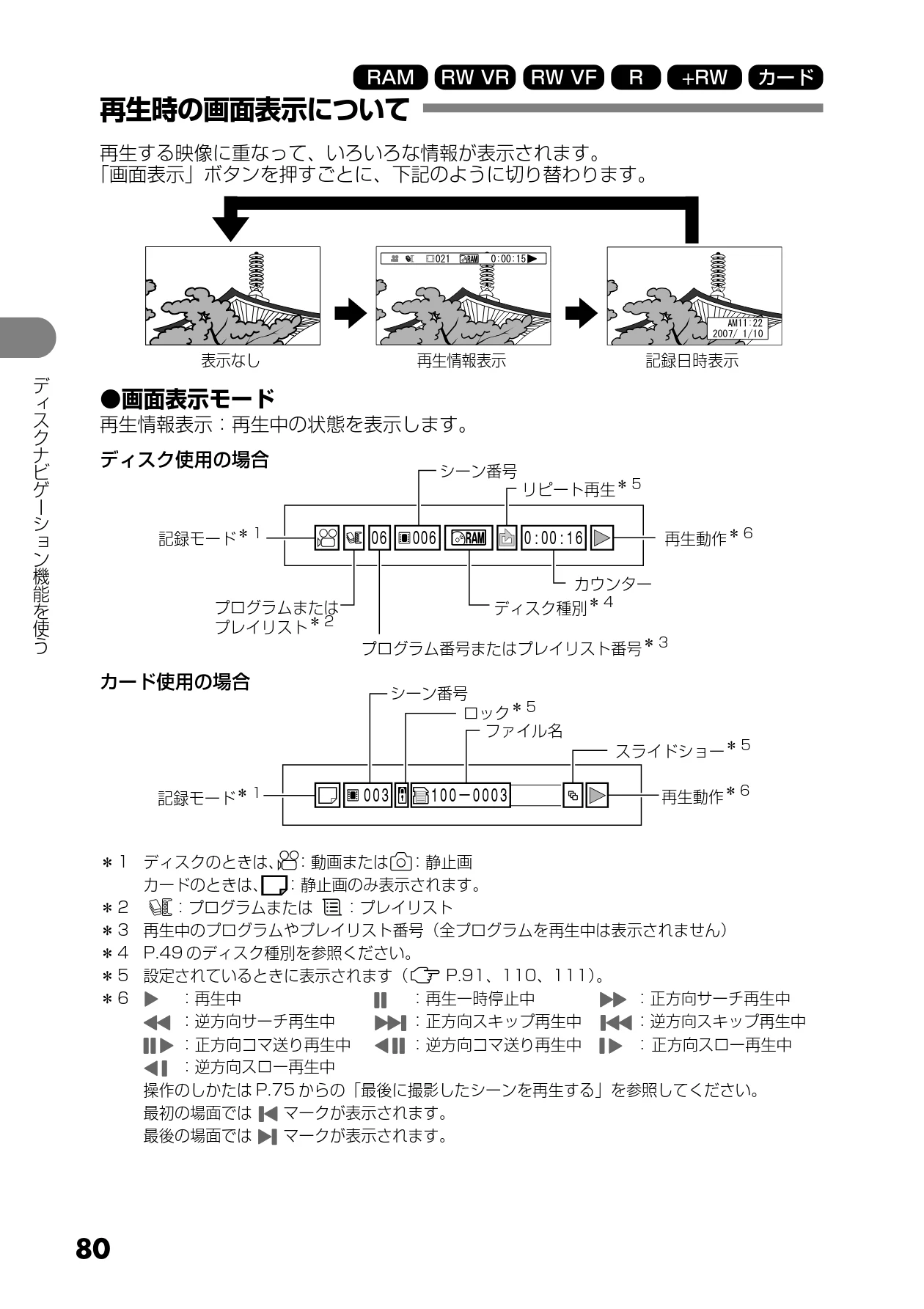 日立 DZ-GX5300 取扱説明書 — 再生時の画面表示について — 図版 80-1 — 80ページ
