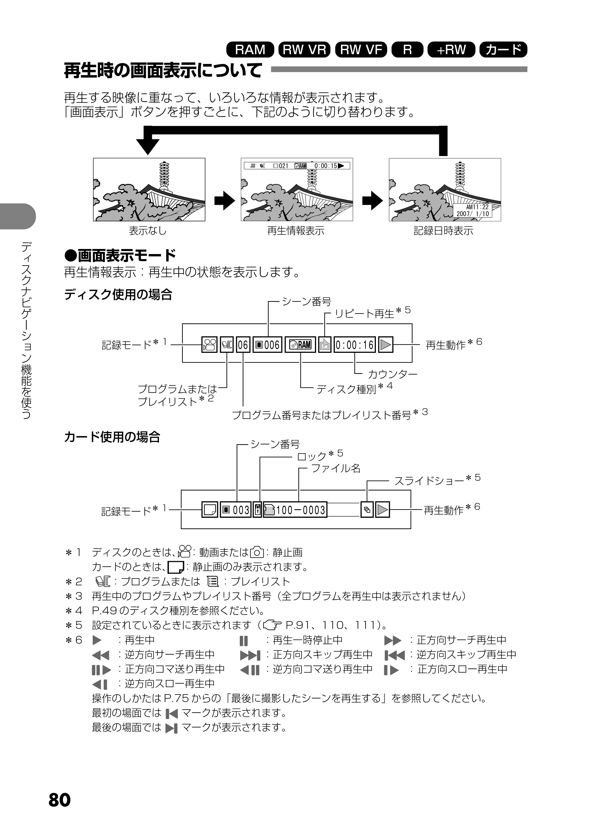 日立 DZ-GX5300 取扱説明書 — 再生時の画面表示について — 原本ページ — 80ページ