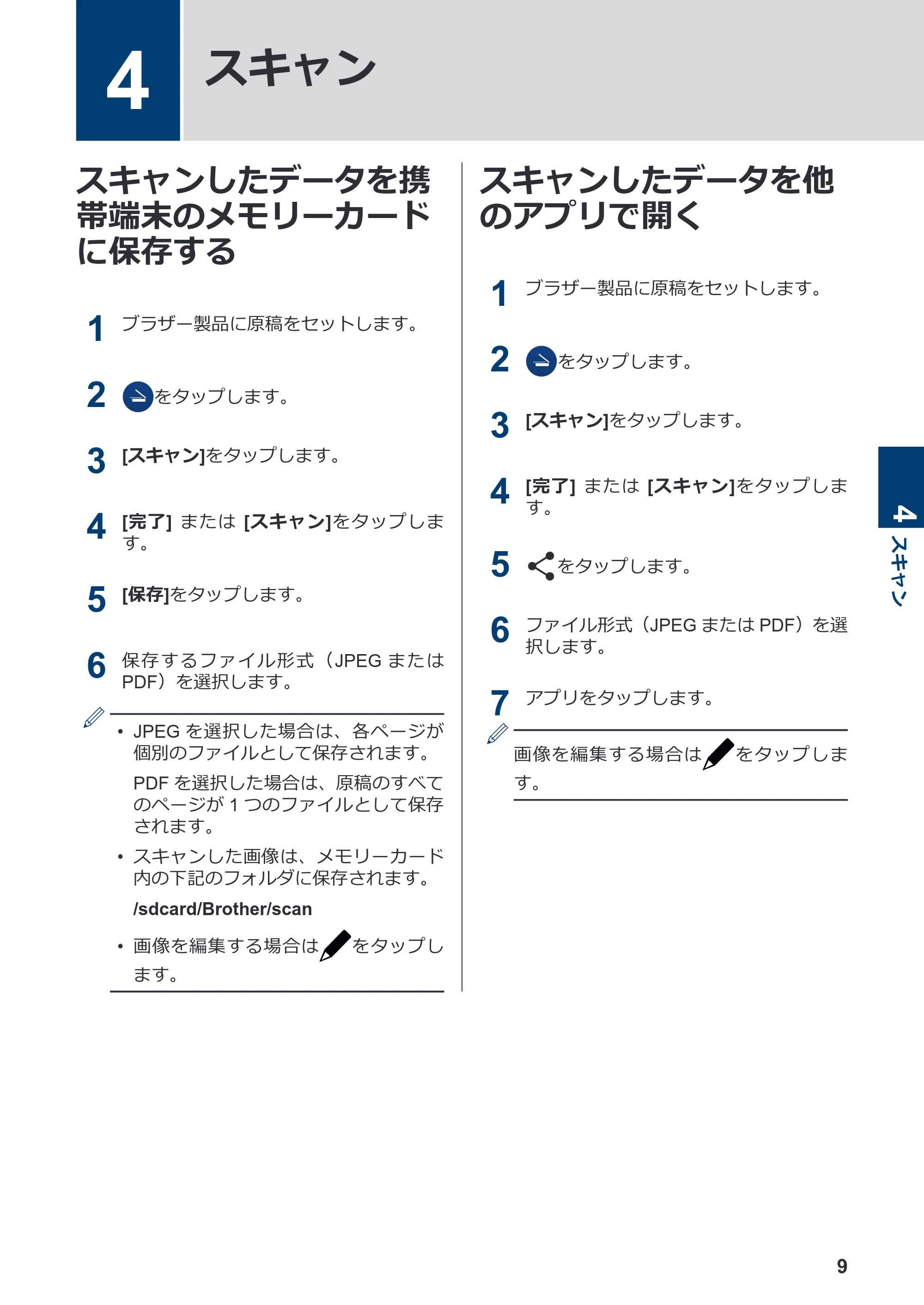 ブラザー DCP-390CN / DCP-535CN / DCP-595CN モバイルプリント&スキャンガイド Brother iPrint&Scan (Android™) — 4 スキャン — 原本ページ — 11ページ