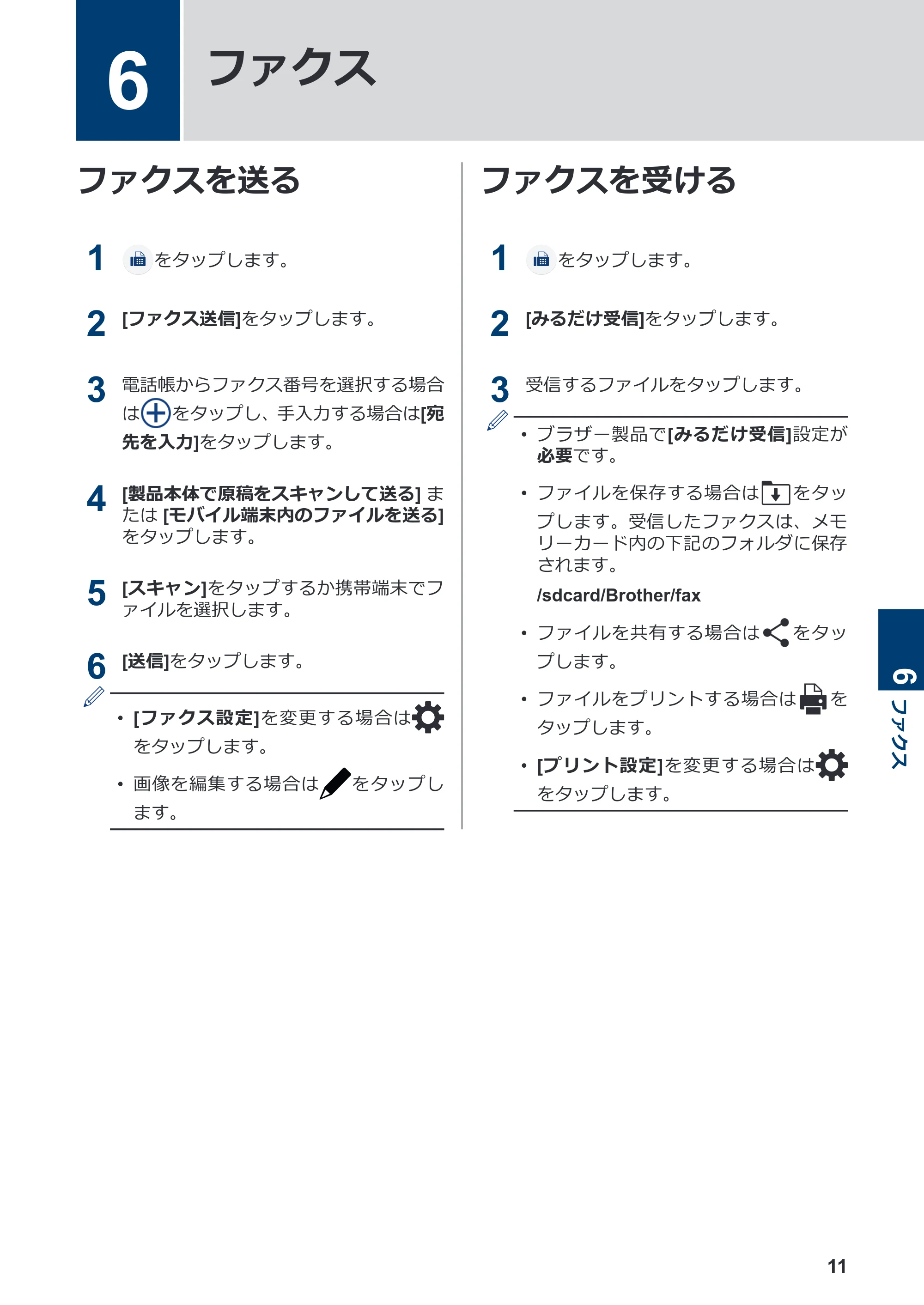 ブラザー DCP-390CN / DCP-535CN / DCP-595CN モバイルプリント&スキャンガイド Brother iPrint&Scan (Android™) — 6 ファクス — 原本ページ — 13ページ