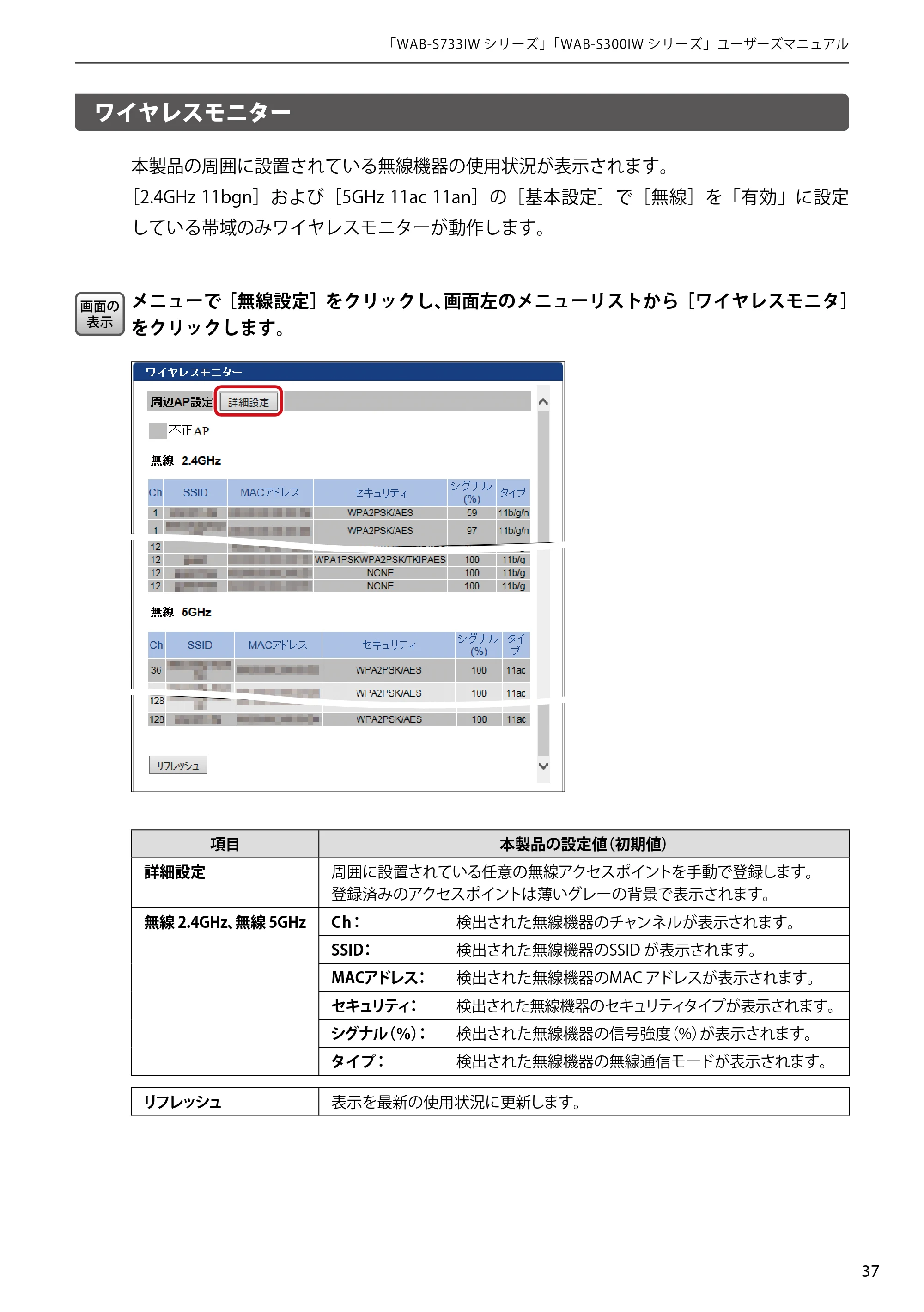 エレコム WAB-S300IW2-PD 2.ユーザーズマニュアル — ワイヤレスモニター — 原本ページ — 37ページ