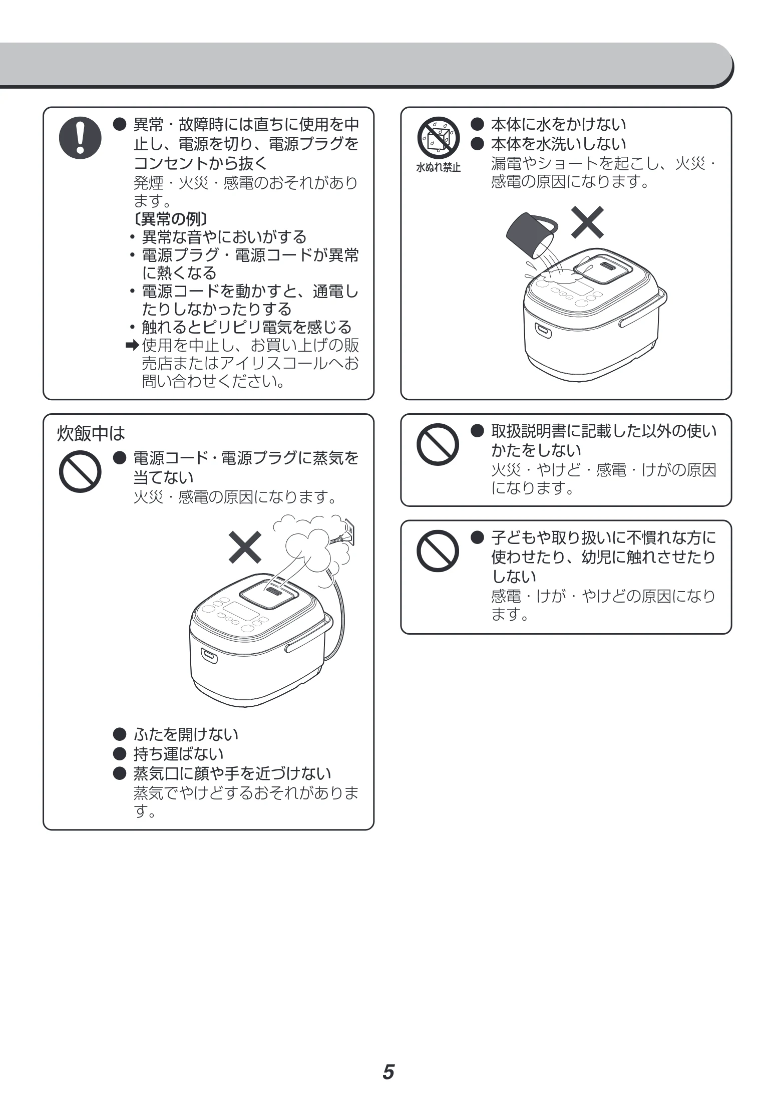 アイリスオーヤマ RC-IK10 取扱説明書 — 図版 5-1 — 5ページ