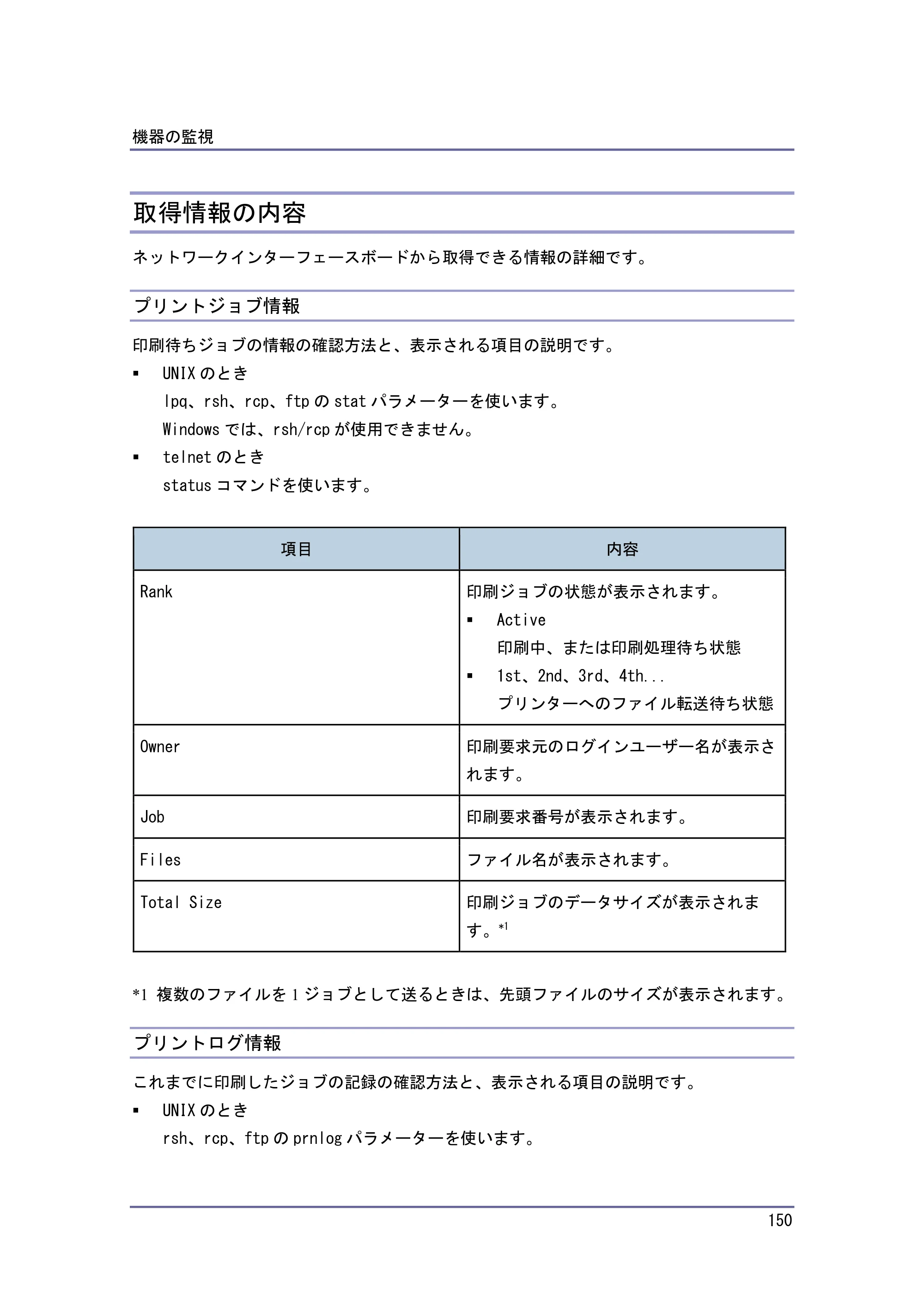 京セラ TASKalfa 4010w / TASKalfa 4011w / TASKalfa 4012w TASKalfa 4010w/4011w/4012w 使用説明書 (ネットワーク接続/システム初期設定) — 取得情報の内容 — 原本ページ — 150ページ