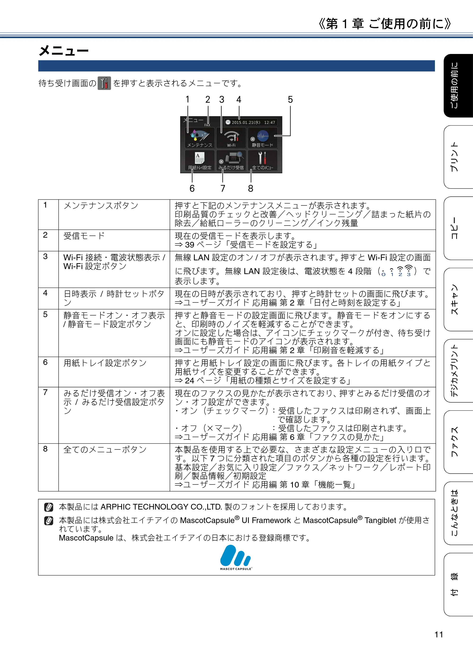 ブラザー MFC-J5620CDW / MFC-J5720CDW ユーザーズガイド ~基本編~ — メニュー — 原本ページ — 11ページ