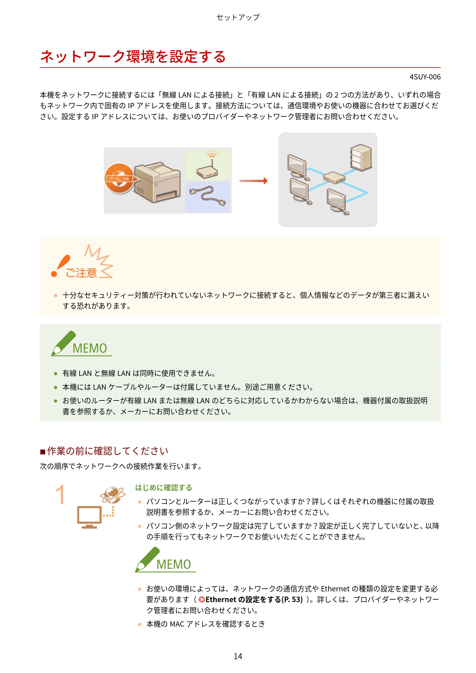 キヤノン MF447dw ユーザーズガイド 2026年6月25日更新(PDF:7.19MB) — ネットワーク環境を設定する — 原本ページ — 22ページ
