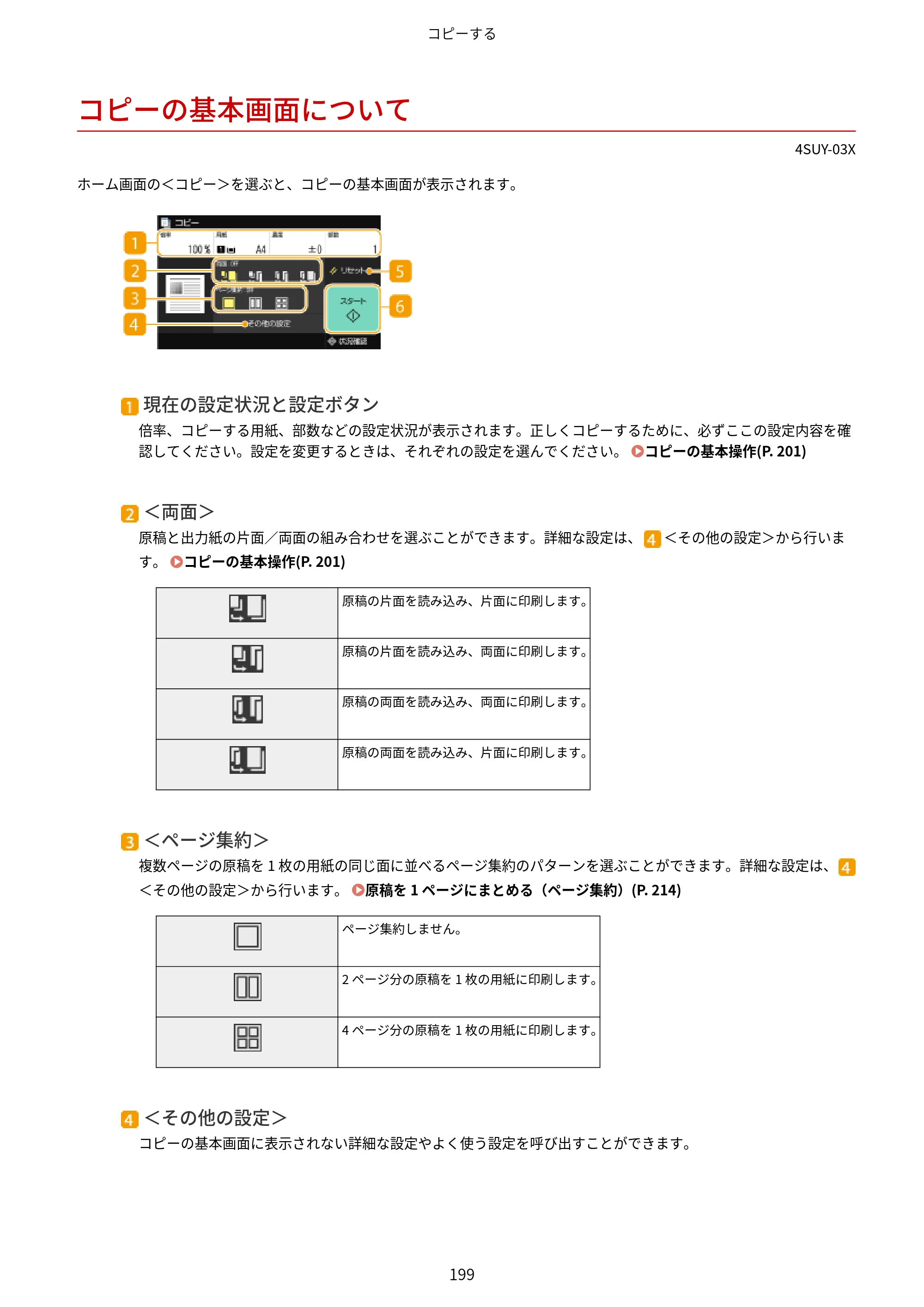 キヤノン MF447dw ユーザーズガイド 2026年6月25日更新（PDF：7.19MB） — コピーの基本画面について — 原本ページ — 207ページ