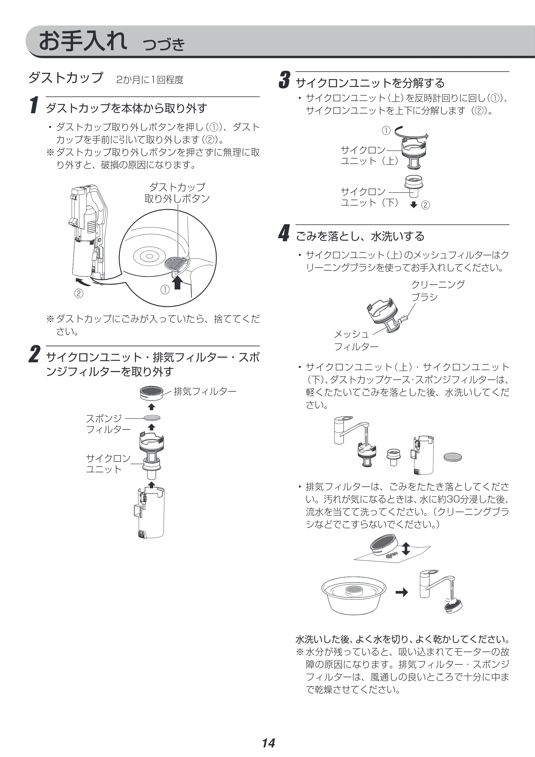 アイリスオーヤマ SCD-181P 取扱説明書 — お手入れ つづき — 図版 14-1 — 14ページ
