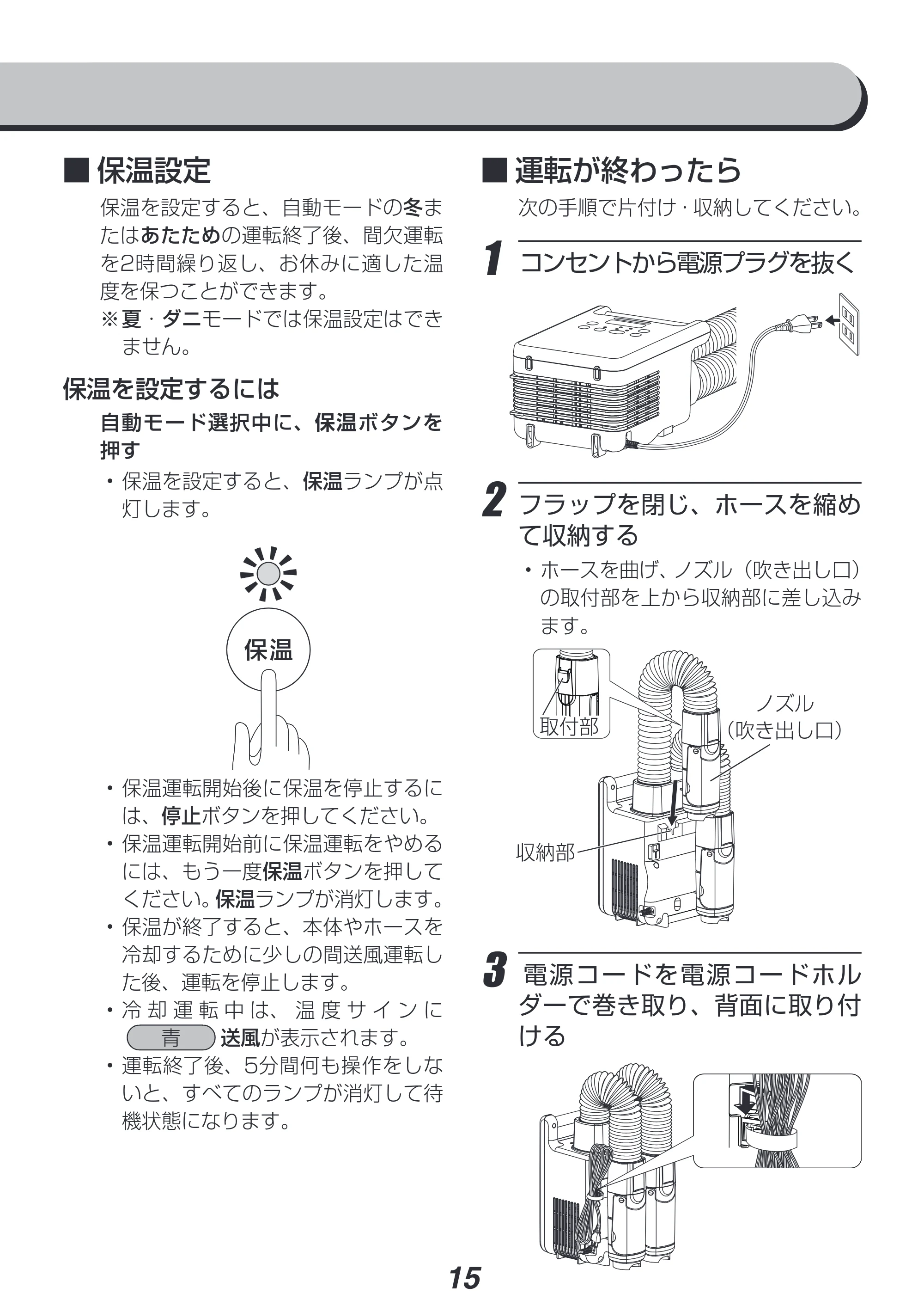 アイリスオーヤマ FK-W2 取扱説明書 — 原本ページ — 15ページ