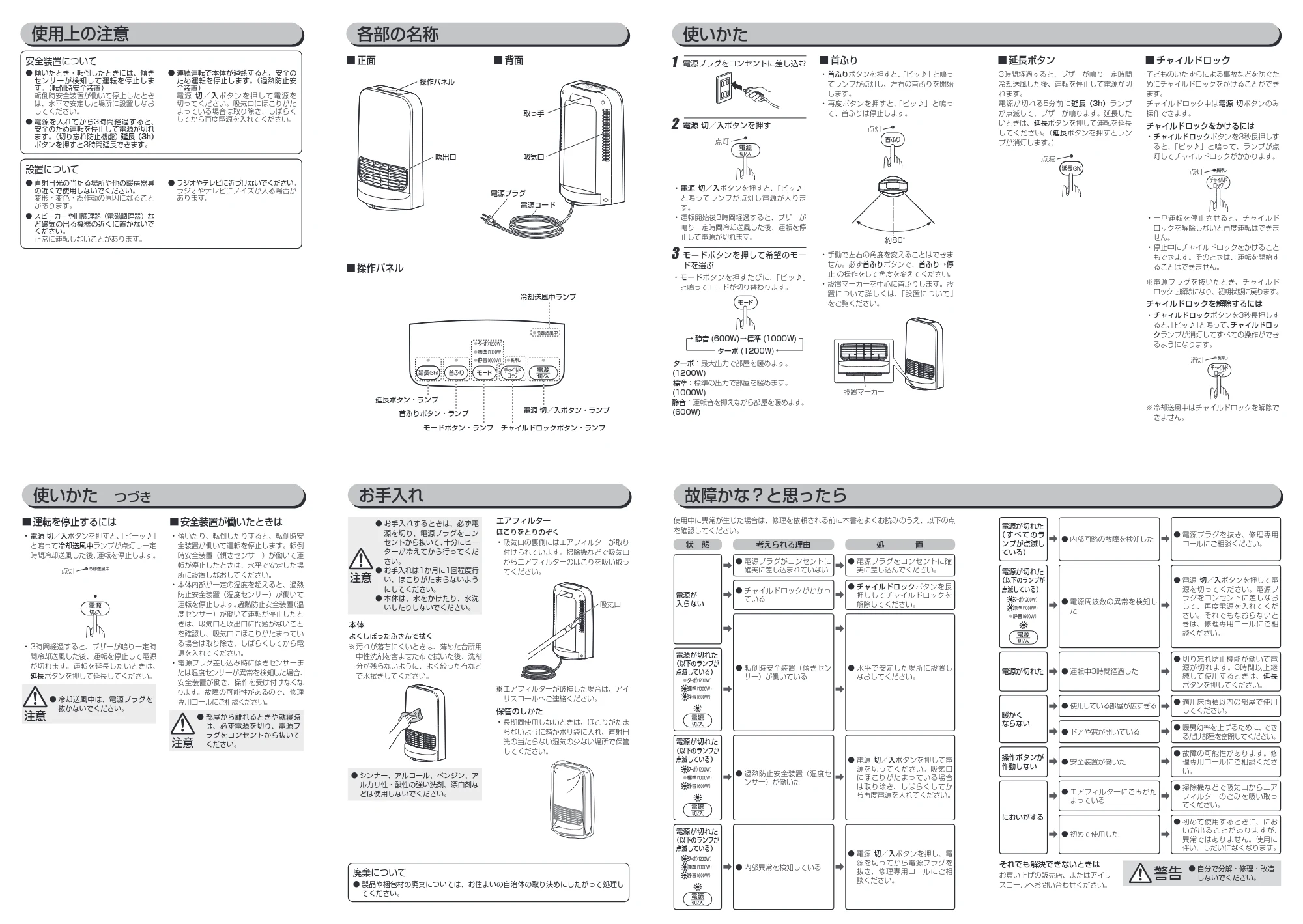 アイリスオーヤマ PCH-SW12B 取扱説明書 — 原本ページ — 2ページ