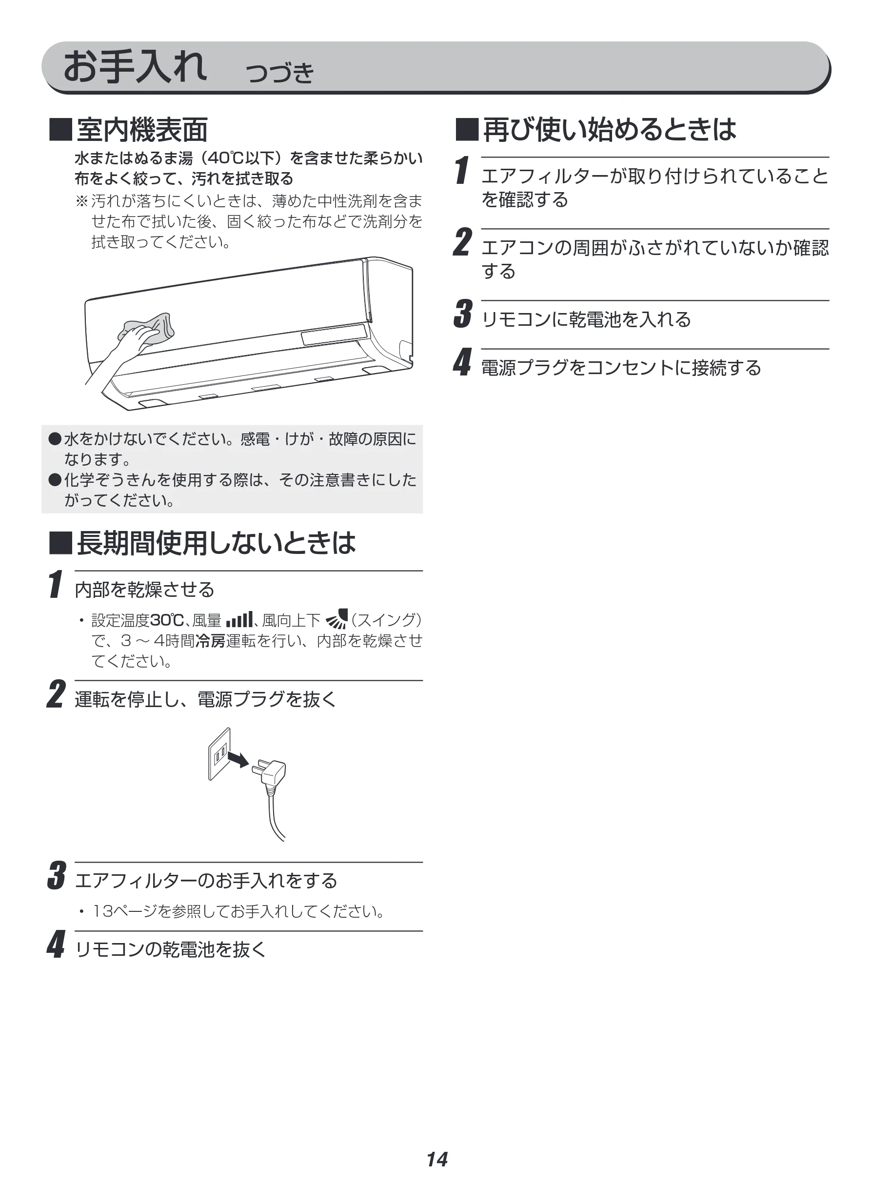 アイリスオーヤマ IRA-2821G 取扱説明書 — お手入れ つづき — 図版 14-1 — 14ページ