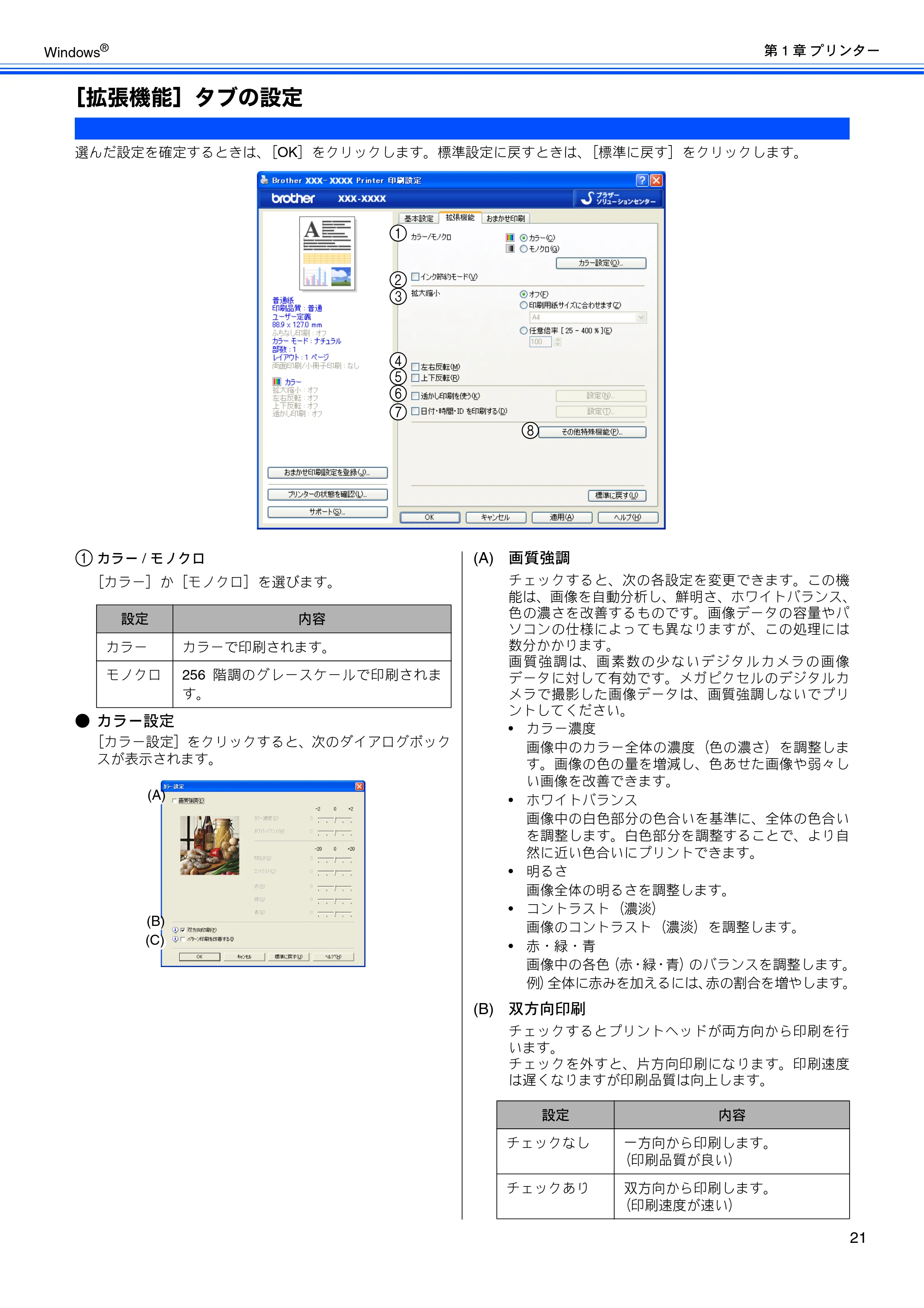 ブラザー DCP-J525N / DCP-J725N / DCP-J925N ユーザーズガイド ～パソコン活用編～ — ［拡張機能］タブの設定 — 原本ページ — 22ページ