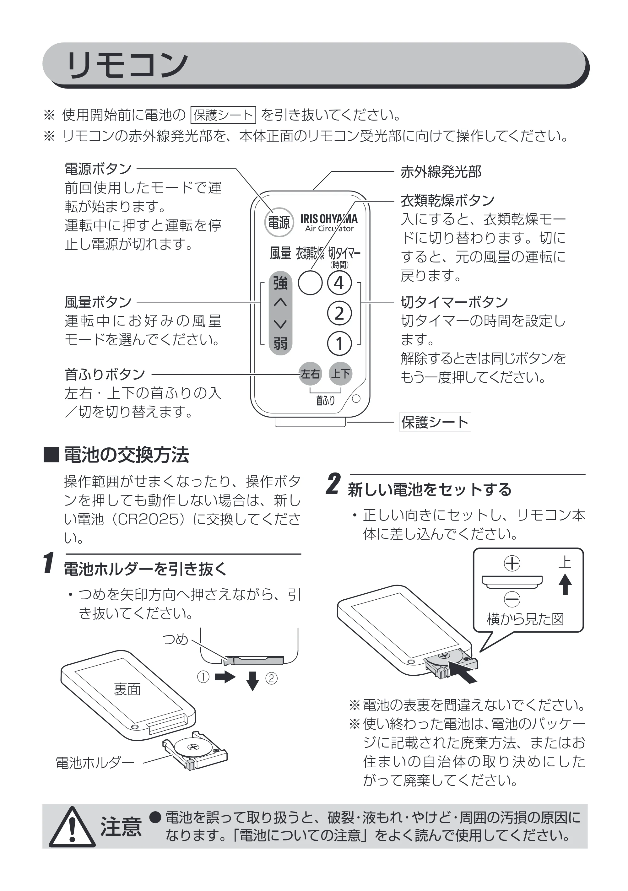 アイリスオーヤマ KCF-SCC151T 取扱説明書 — リモコン — 原本ページ — 9ページ