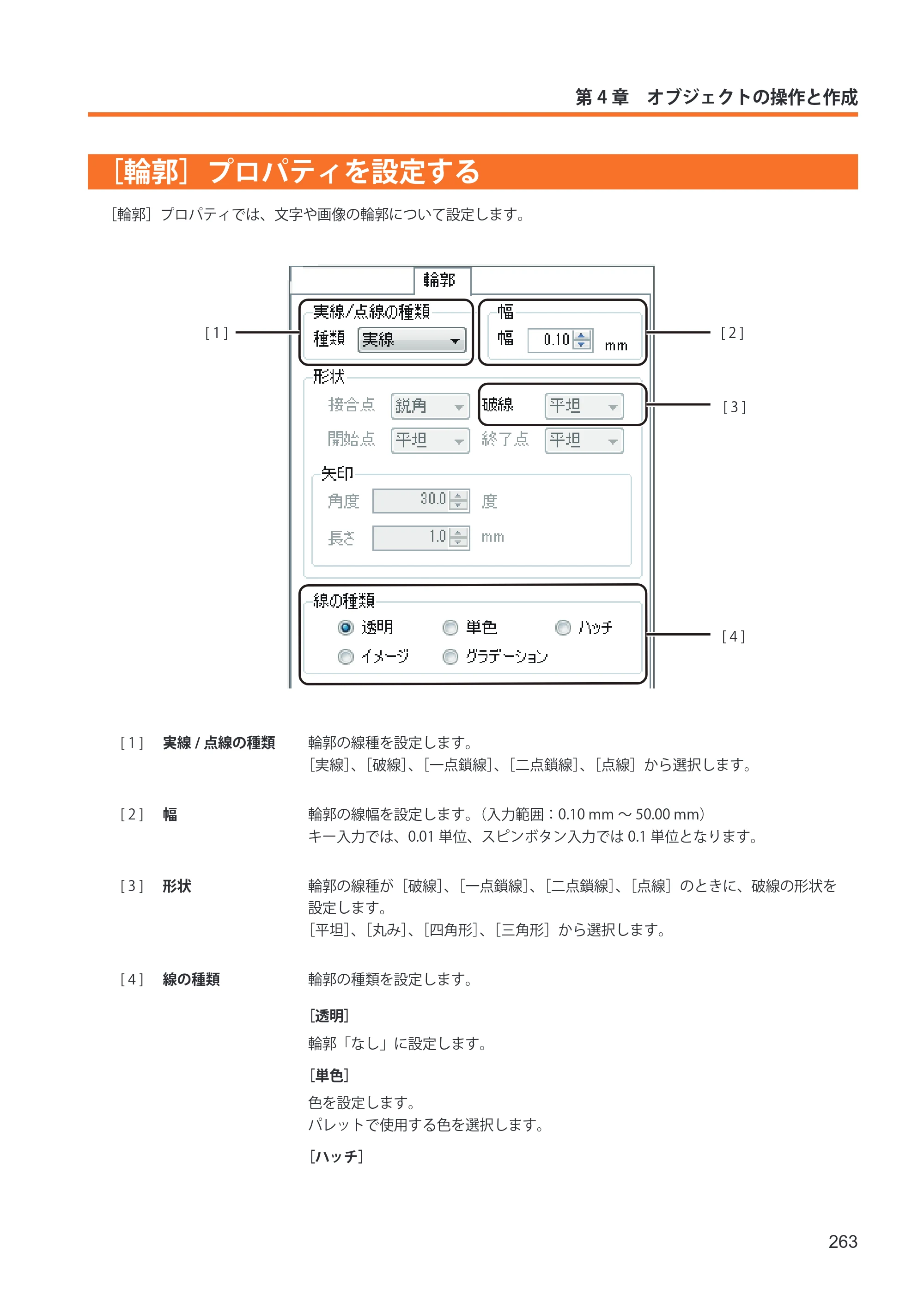 キヤノン IX-R7000 イメージクリエイトSE ユーザーズガイド 2026年2月19日更新（PDF：12.0MB） — ［輪郭］プロパティを設定する — 原本ページ — 271ページ