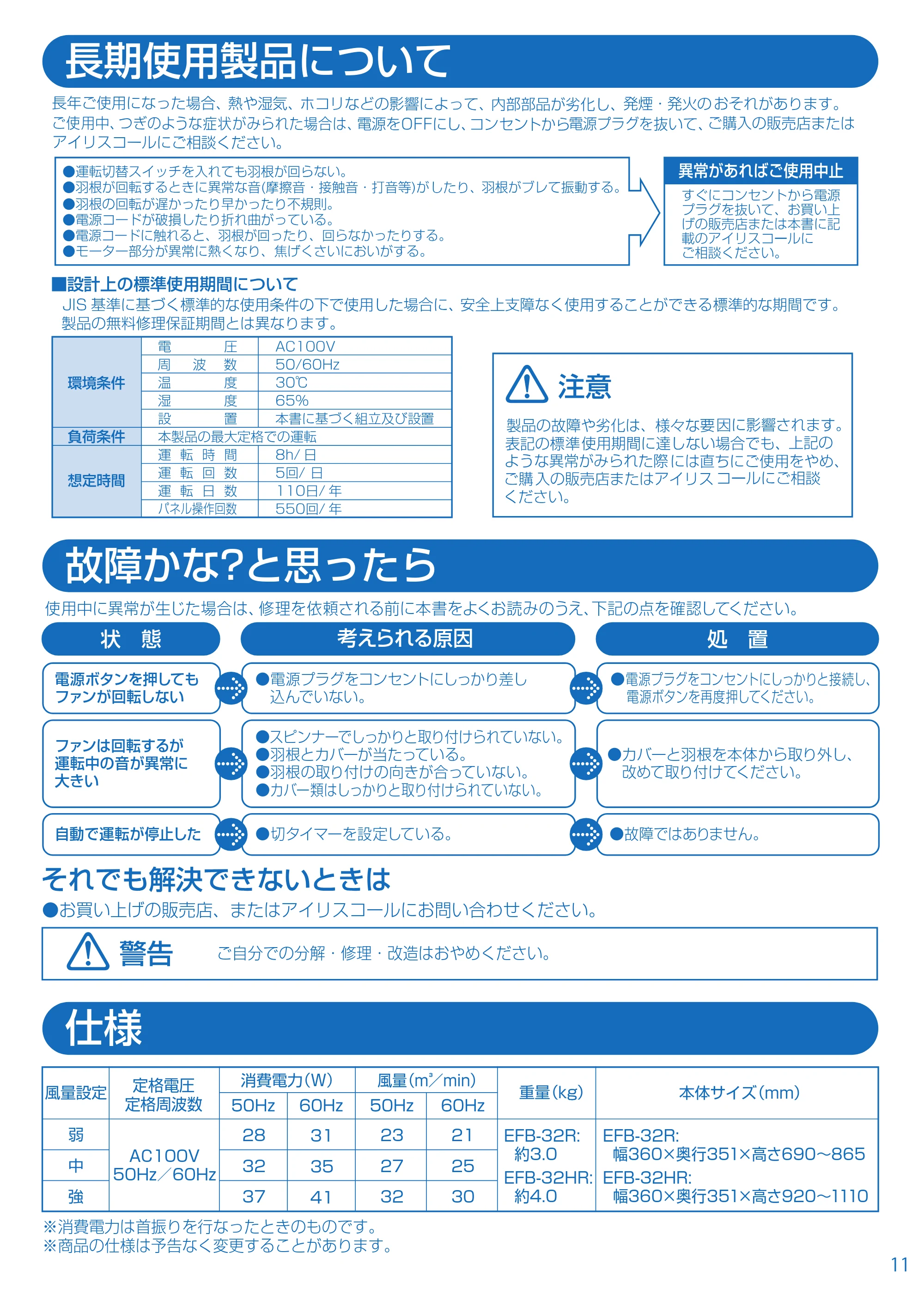 アイリスオーヤマ EFB-32HR 取扱説明書 — EFB-32R_11.pdf — 原本ページ — 11ページ