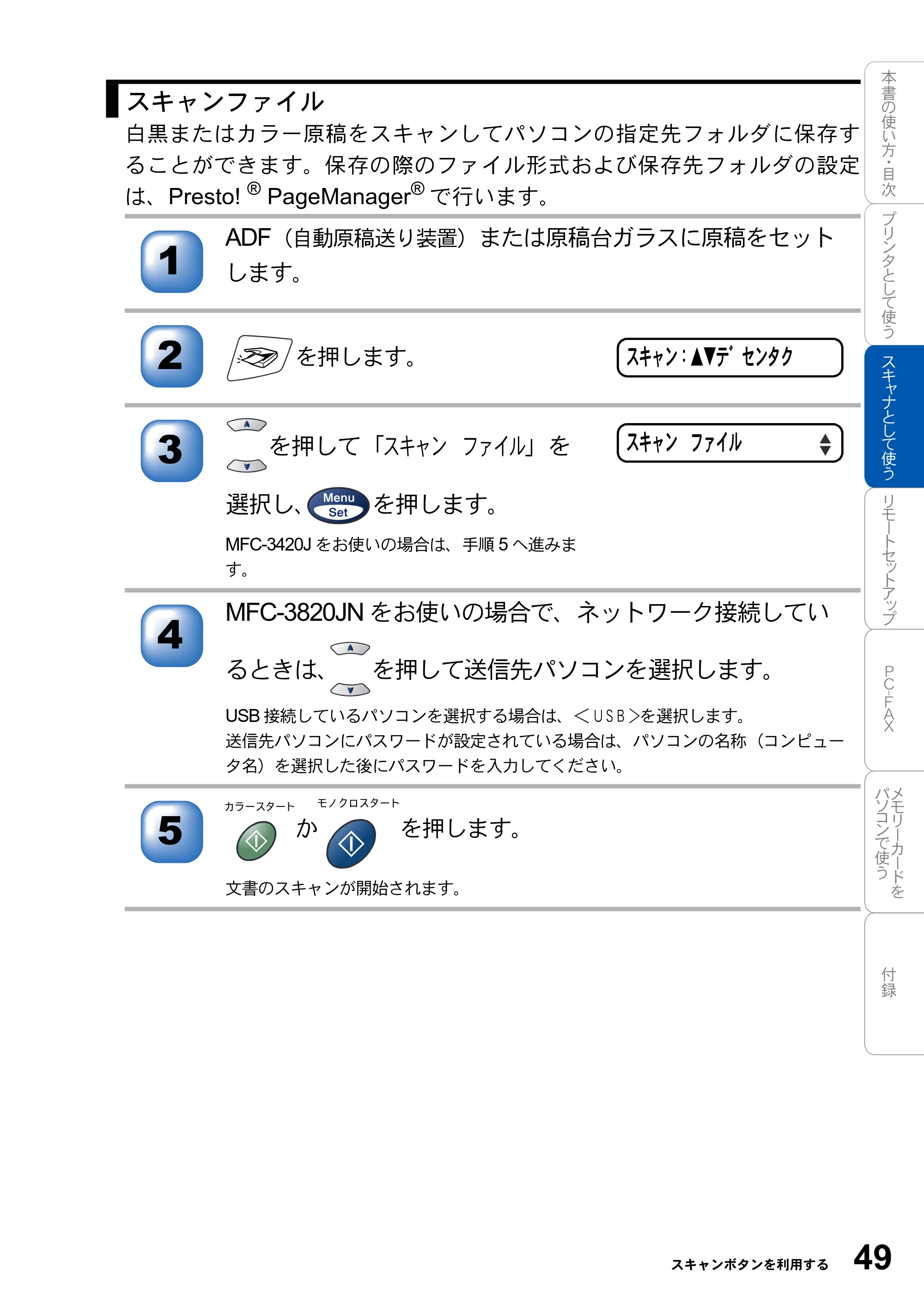 ブラザー MFC-3420J / MFC-3820JN ユーザーズガイド ～パソコン活用編～ — 原本ページ — 49ページ