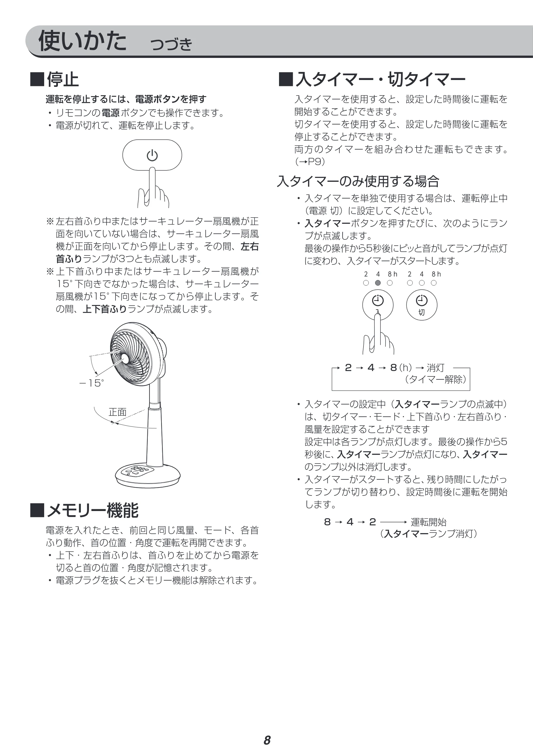 アイリスオーヤマ STF-DCC18T 取扱説明書 — 使いかた つづき — 図版 8-1 — 8ページ