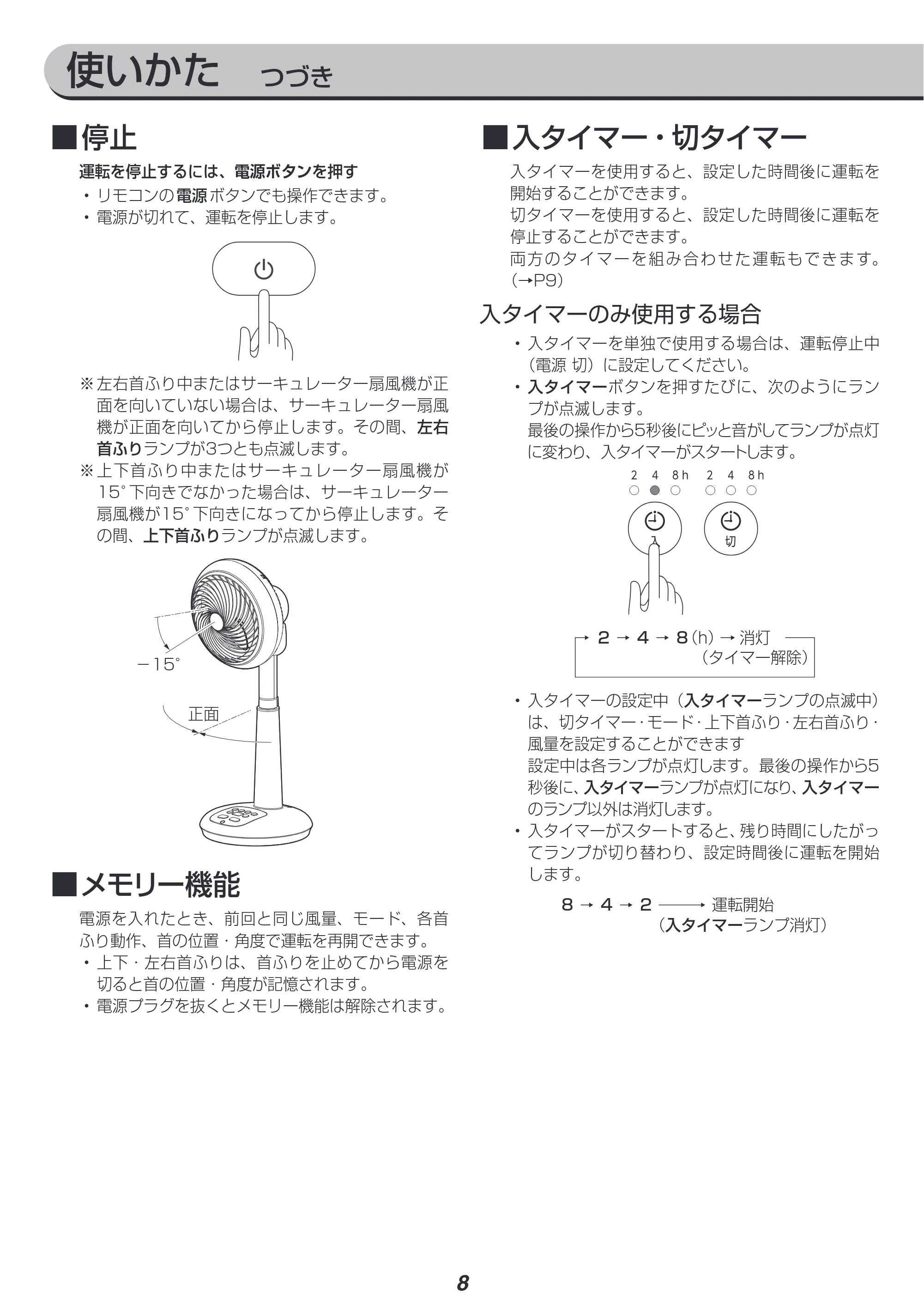 アイリスオーヤマ STF-DCC18T 取扱説明書 — 使いかた つづき — 原本ページ — 8ページ