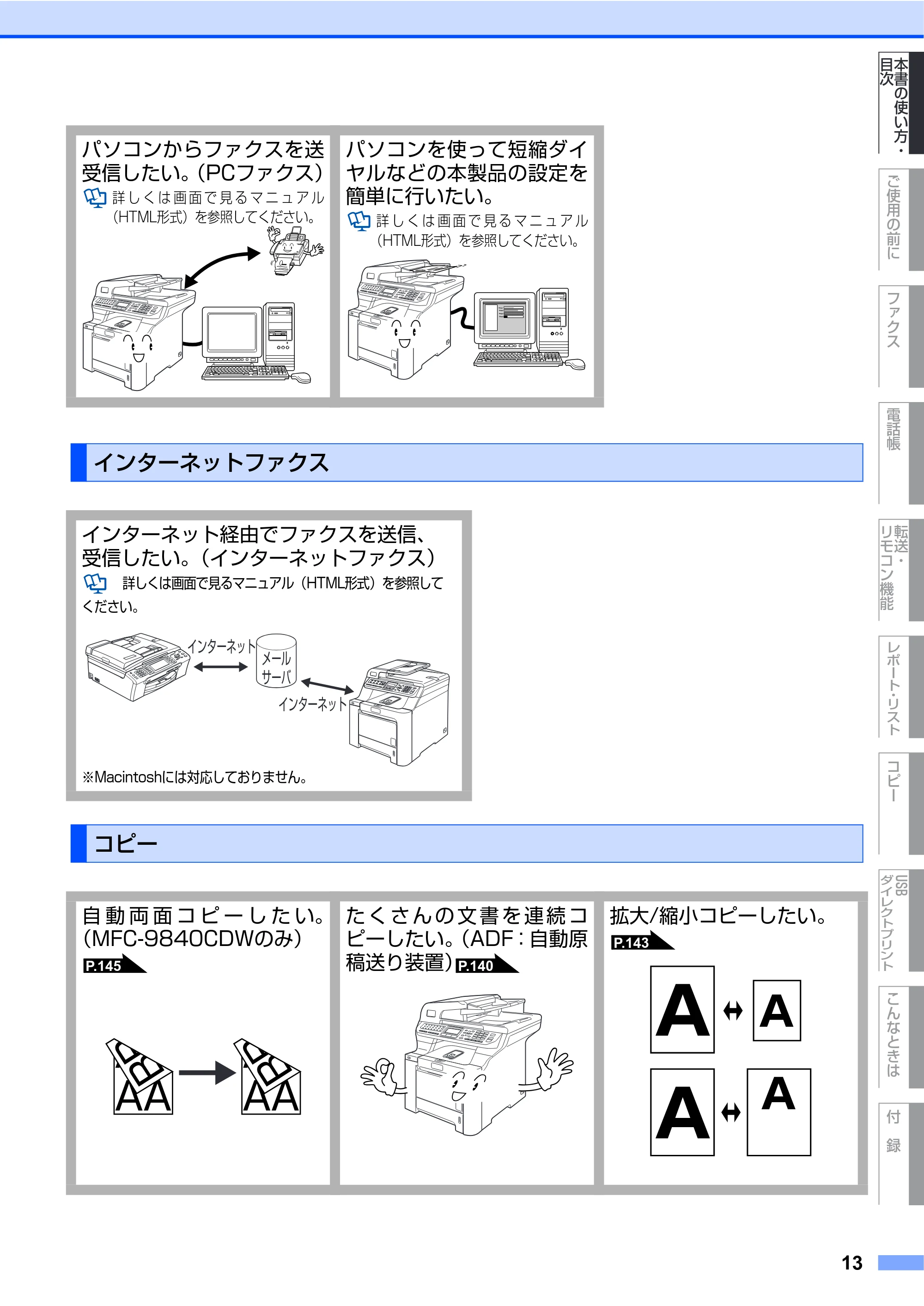 ブラザー MFC-9640CW / MFC-9840CDW 取扱説明書(本体) — インターネットファクス — 原本ページ — 13ページ