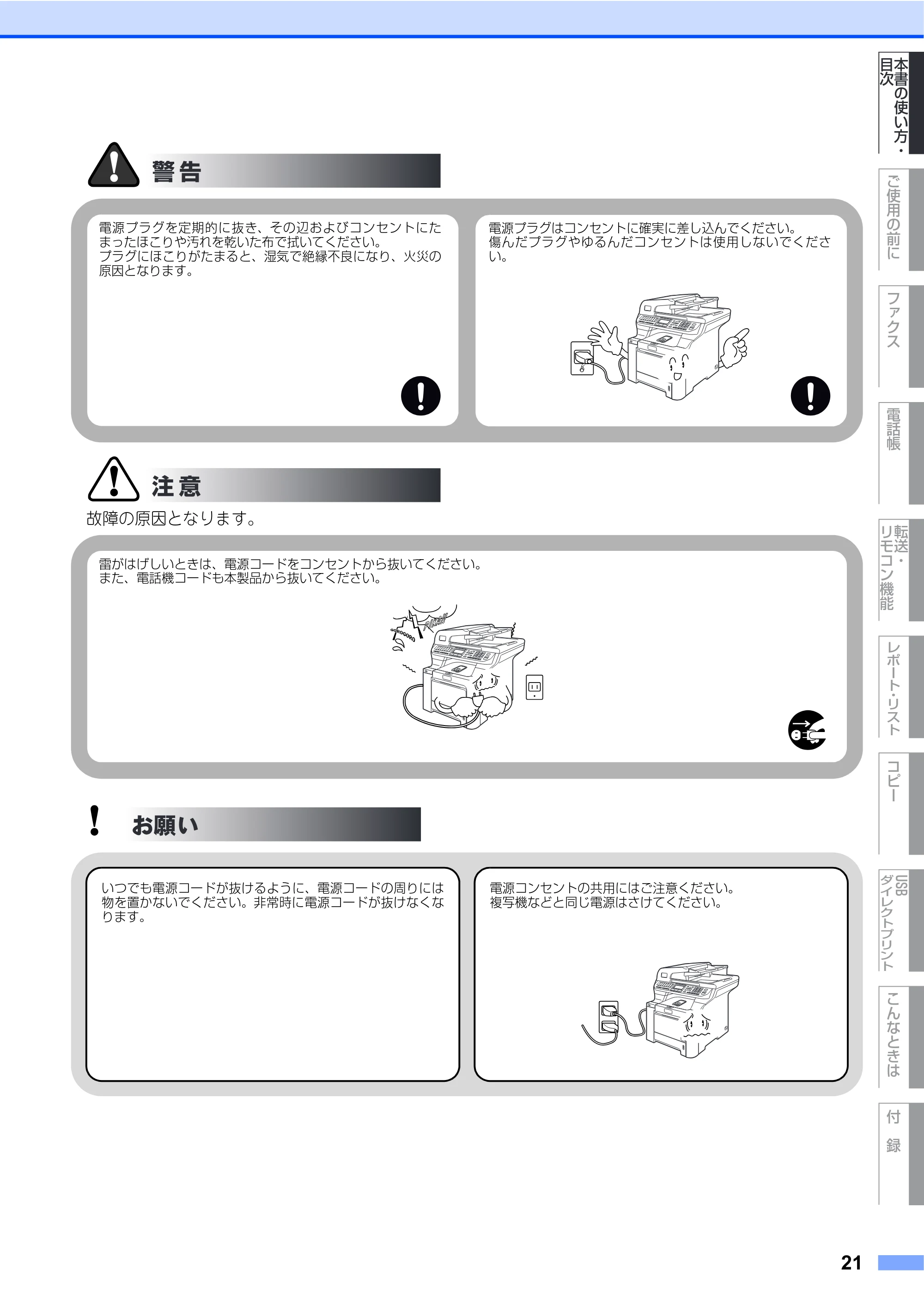 ブラザー MFC-9640CW / MFC-9840CDW 取扱説明書(本体) — 原本ページ — 21ページ