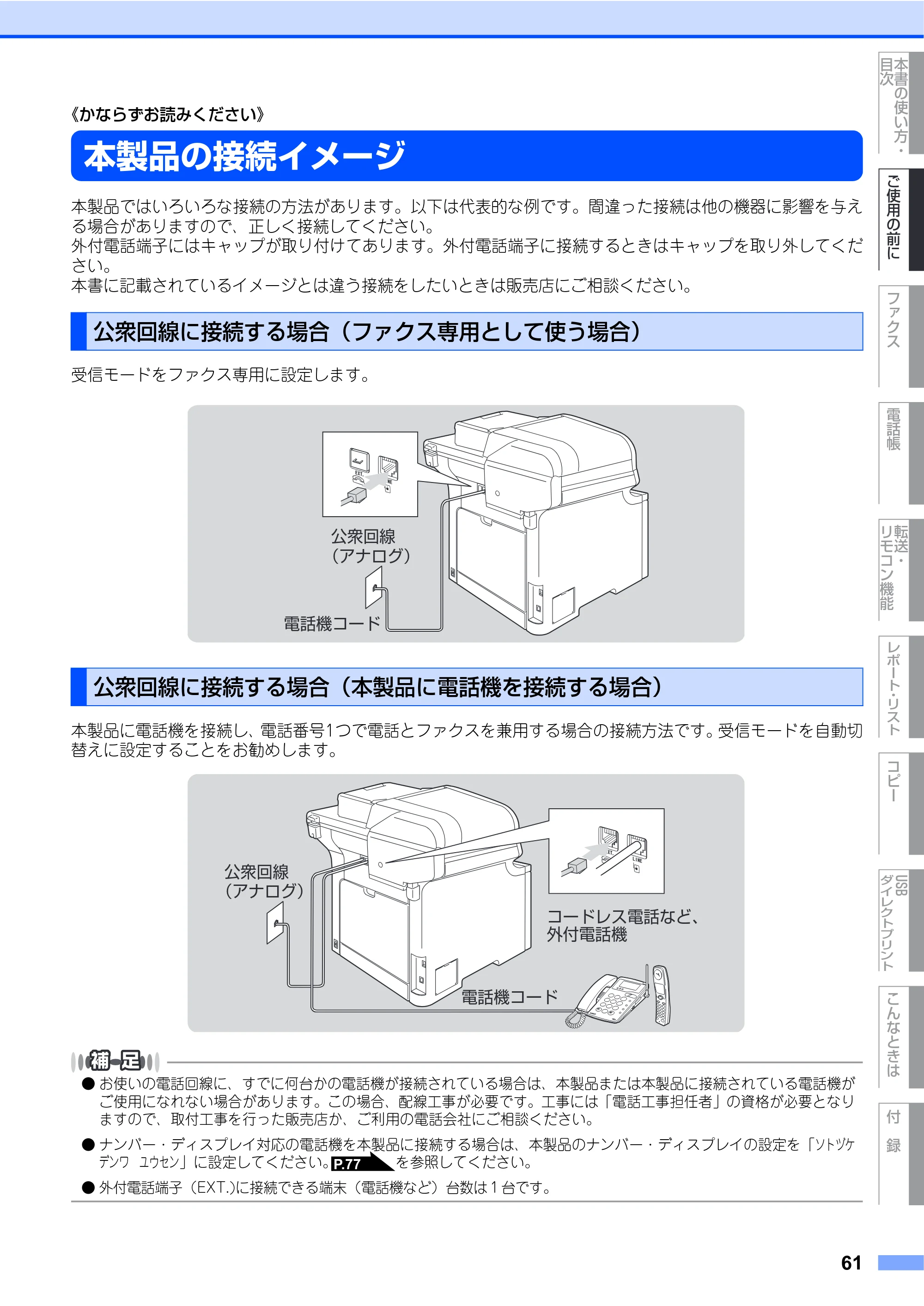 ブラザー MFC-9640CW / MFC-9840CDW 取扱説明書（本体） — 本製品の接続イメージ — 原本ページ — 61ページ