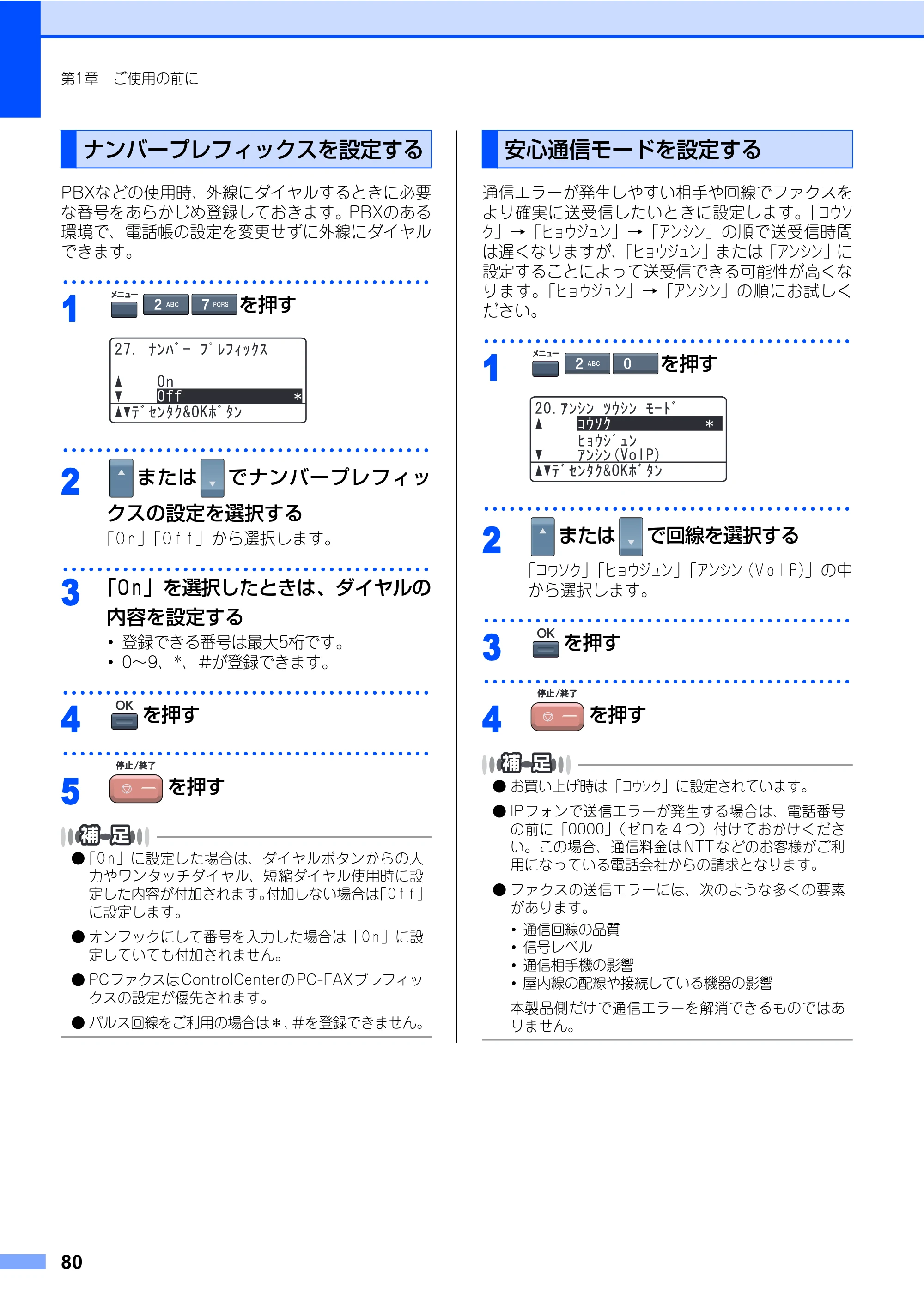 ブラザー MFC-9640CW / MFC-9840CDW 取扱説明書（本体） — ナンバープレフィックスを設定する — 原本ページ — 80ページ