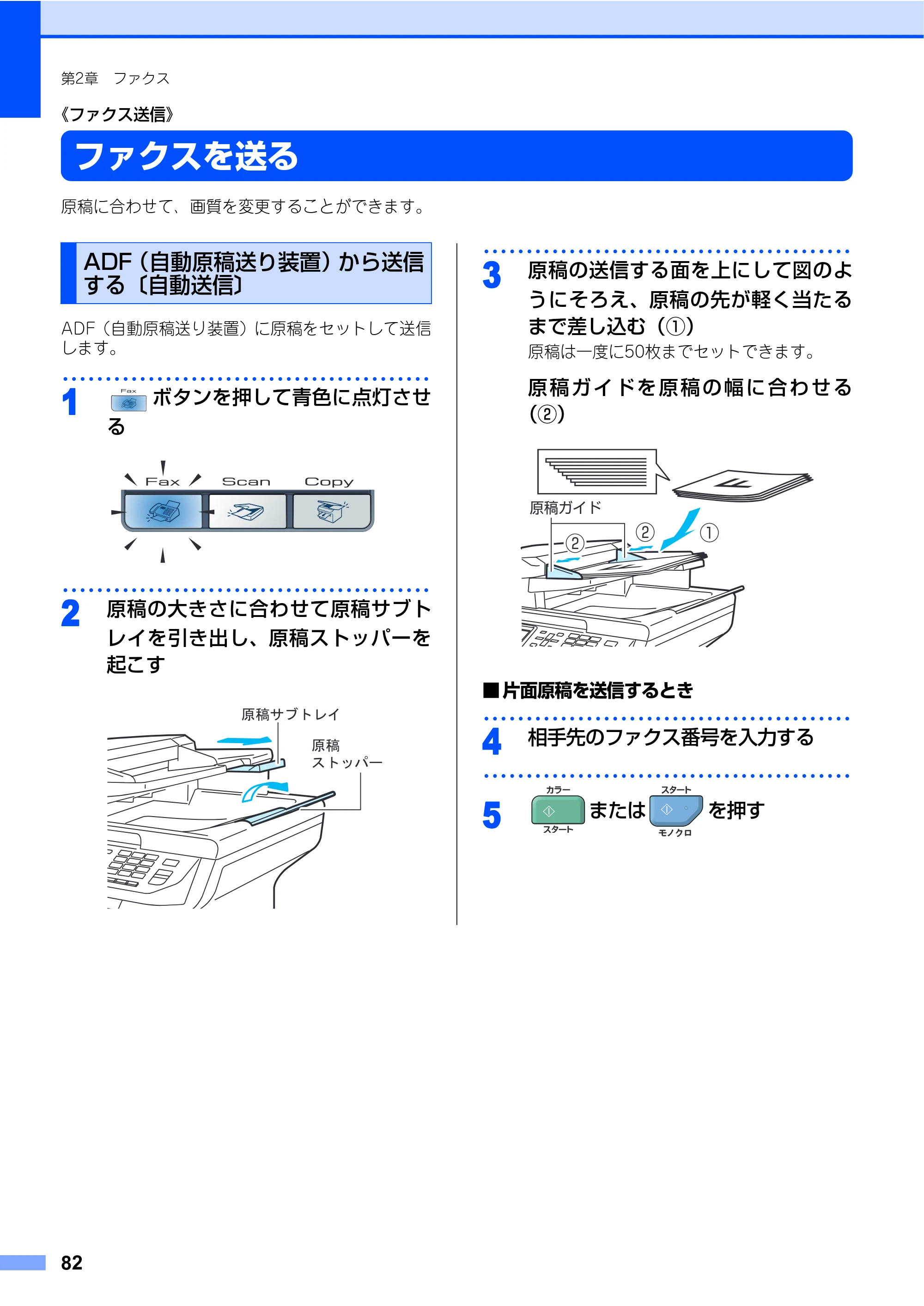 ブラザー MFC-9640CW / MFC-9840CDW 取扱説明書（本体） — 《ファクス送信》 — 原本ページ — 82ページ