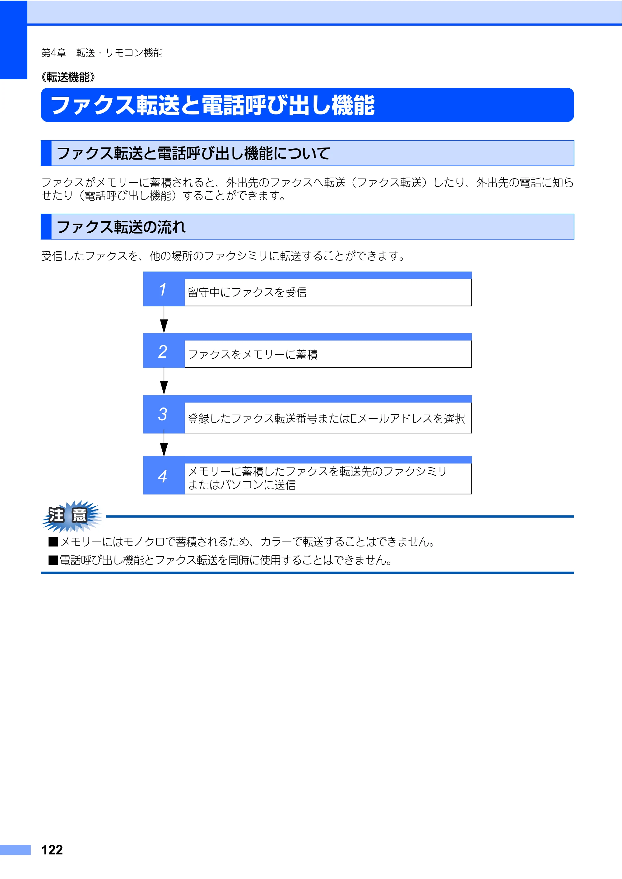 ブラザー MFC-9640CW / MFC-9840CDW 取扱説明書（本体） — 《転送機能》 — 原本ページ — 122ページ
