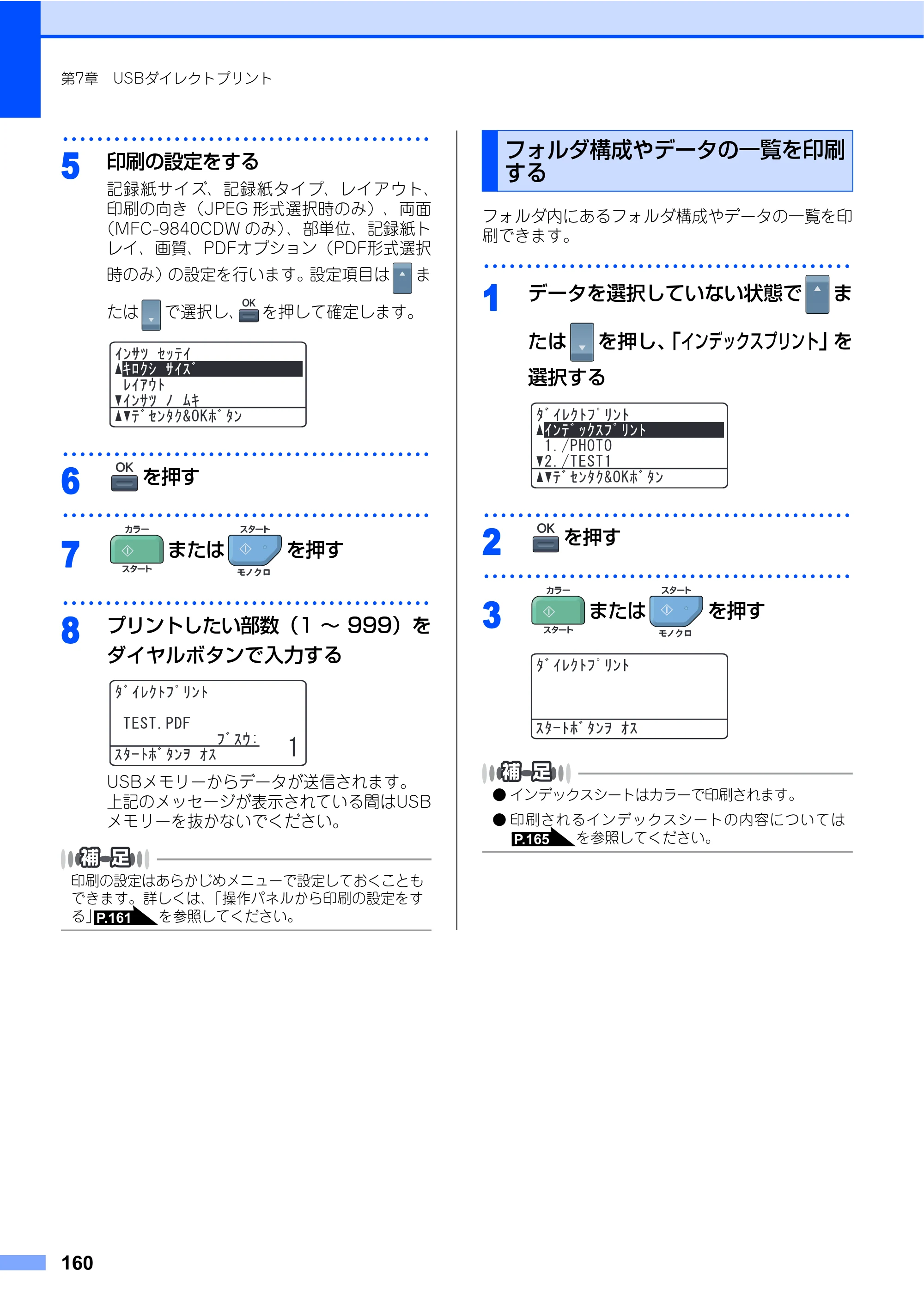 ブラザー MFC-9640CW / MFC-9840CDW 取扱説明書（本体） — フォルダ構成やデータの一覧を印刷する — 原本ページ — 160ページ