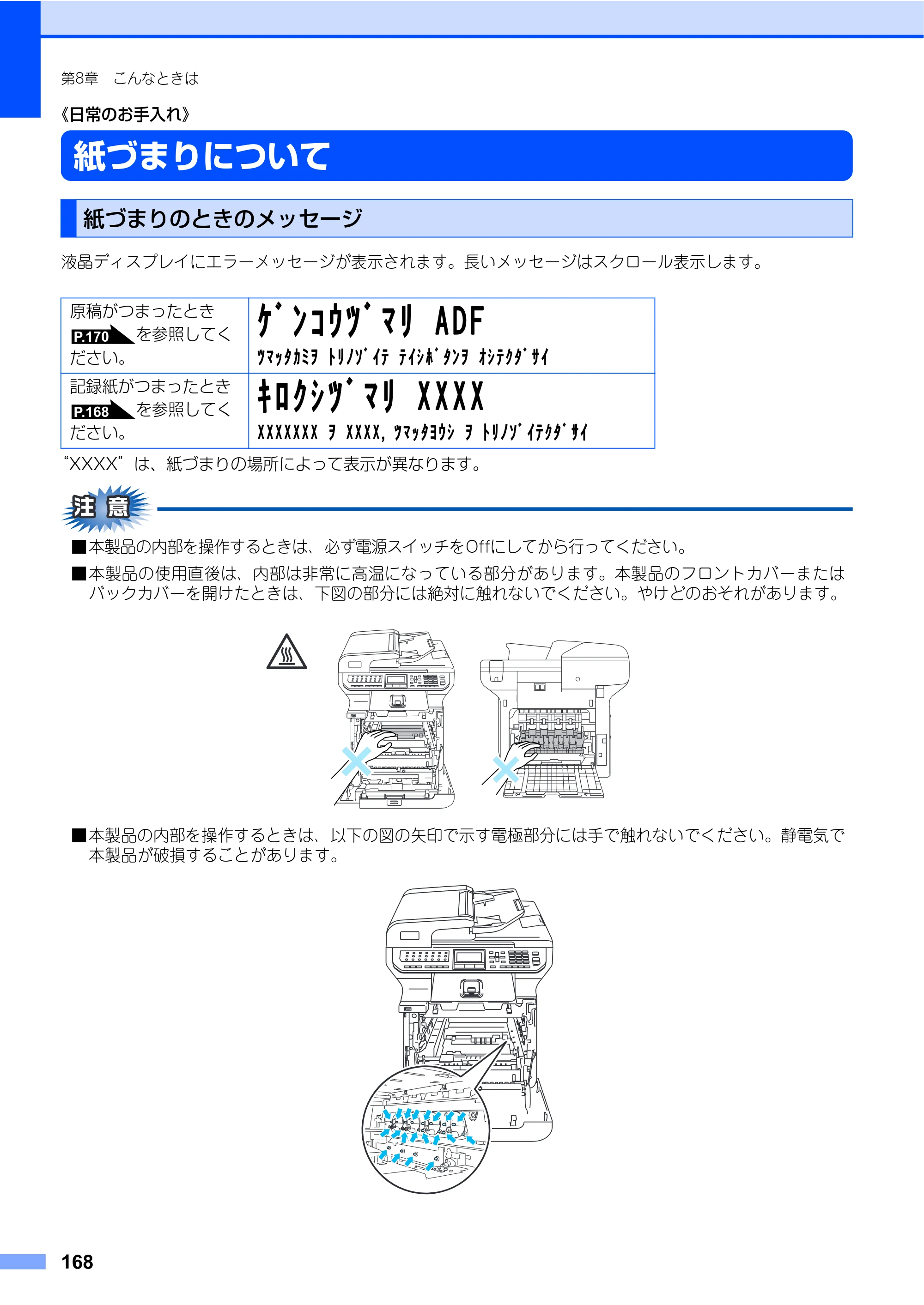 ブラザー MFC-9640CW / MFC-9840CDW 取扱説明書（本体） — 《日常のお手入れ》 — 原本ページ — 168ページ