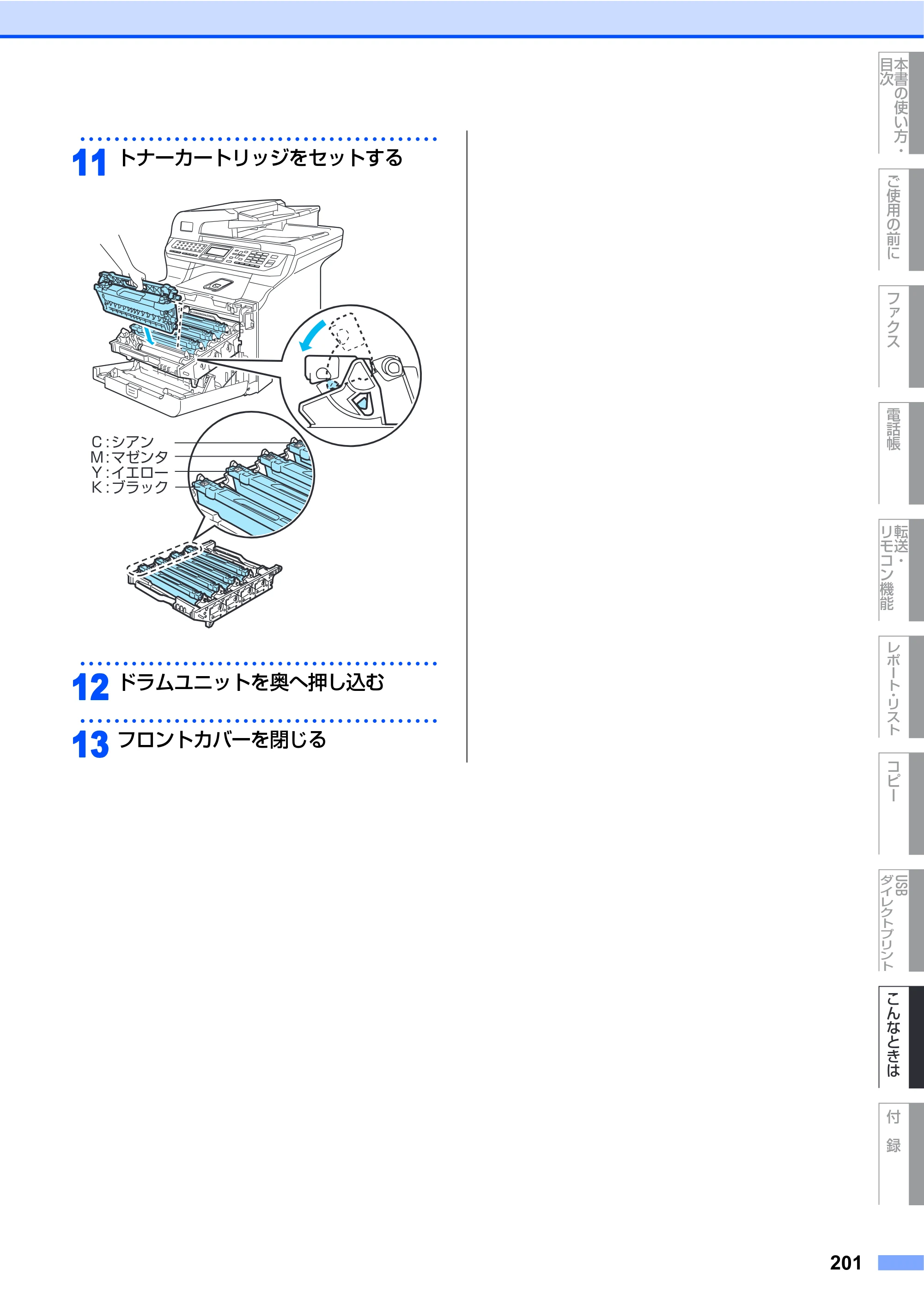 ブラザー MFC-9640CW / MFC-9840CDW 取扱説明書（本体） — 原本ページ — 201ページ
