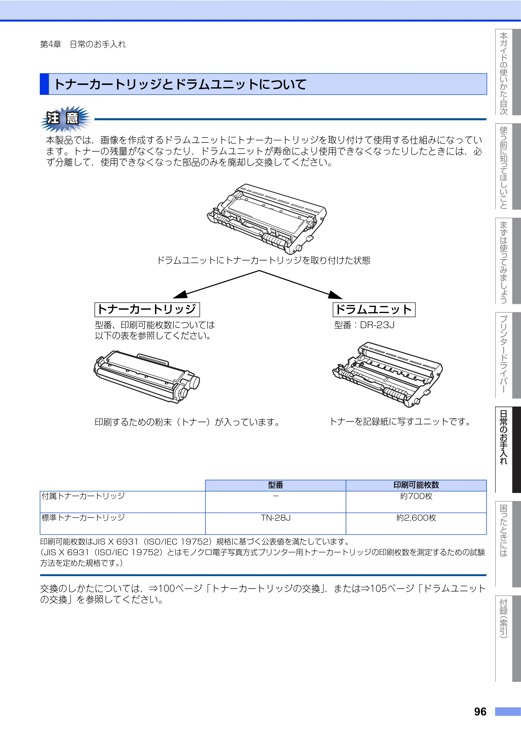 ブラザー HL-L2360DN / HL-L2365DW ユーザーズガイド — トナーカートリッジとドラムユニットについて — 原本ページ — 96ページ