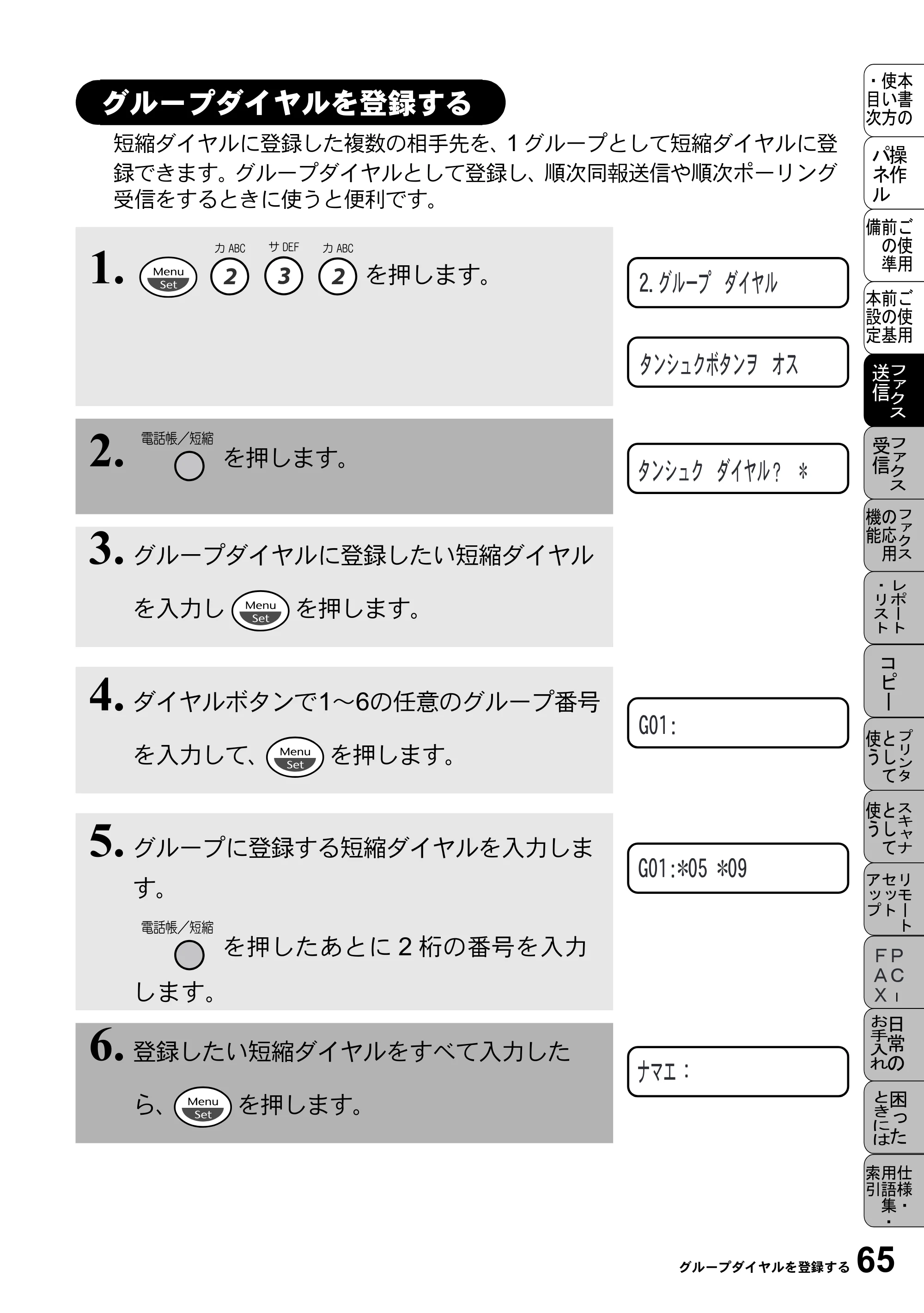 ブラザー MFC-5100J 取扱説明書（本体） — グループダイヤルを登録する — 原本ページ — 79ページ