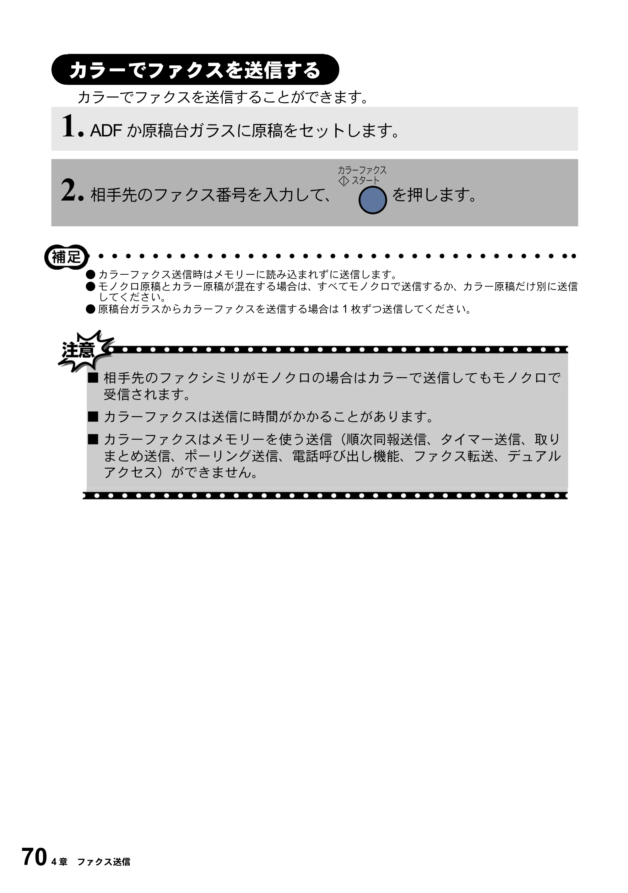 ブラザー MFC-5100J 取扱説明書（本体） — カラーでファクスを送信する — 原本ページ — 84ページ